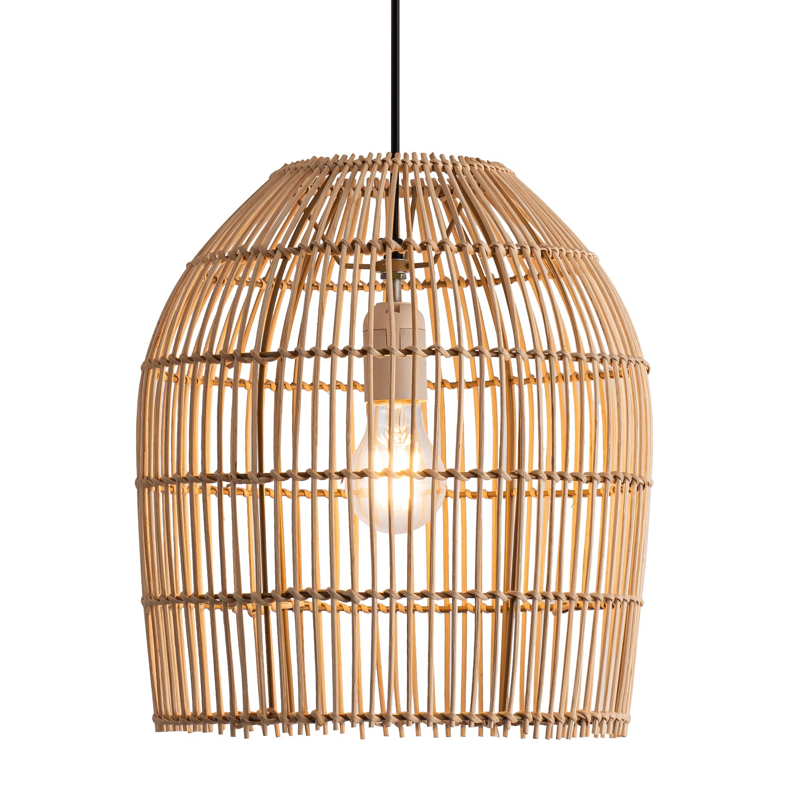 Handwoven Bamboo Rattan Pendant Light - 11.81
