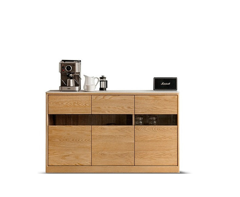 Modern Oak Solid Wood Sideboard Buffet Cabinet - Stylish Storage for Dining Room, Living Room & Entryway