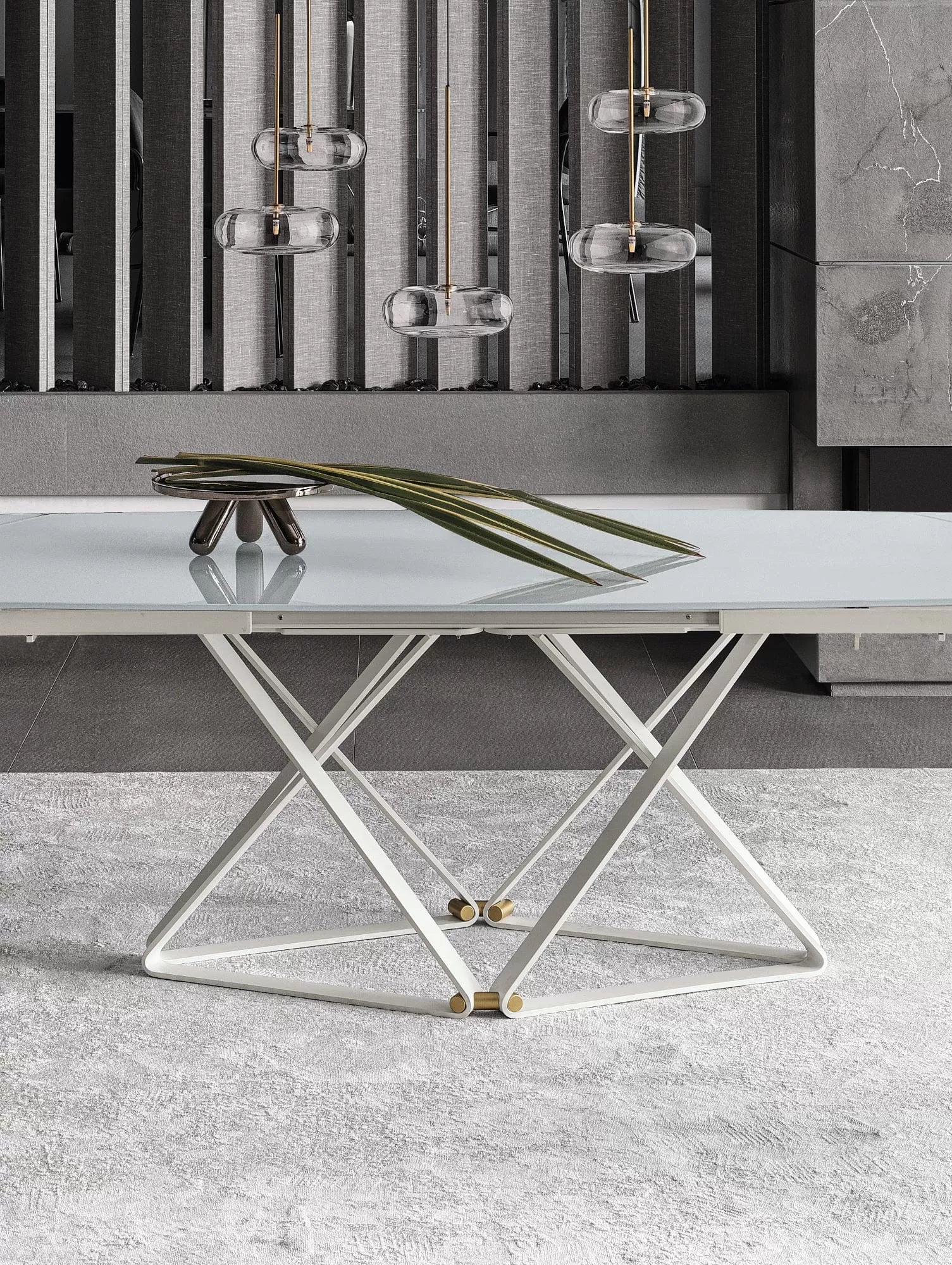 Delta Extendable Barrel Crystal Table - Elegant Glass Dining Table for Modern Home, Perfect for Dining Room, Kitchen, or Office Conference Space