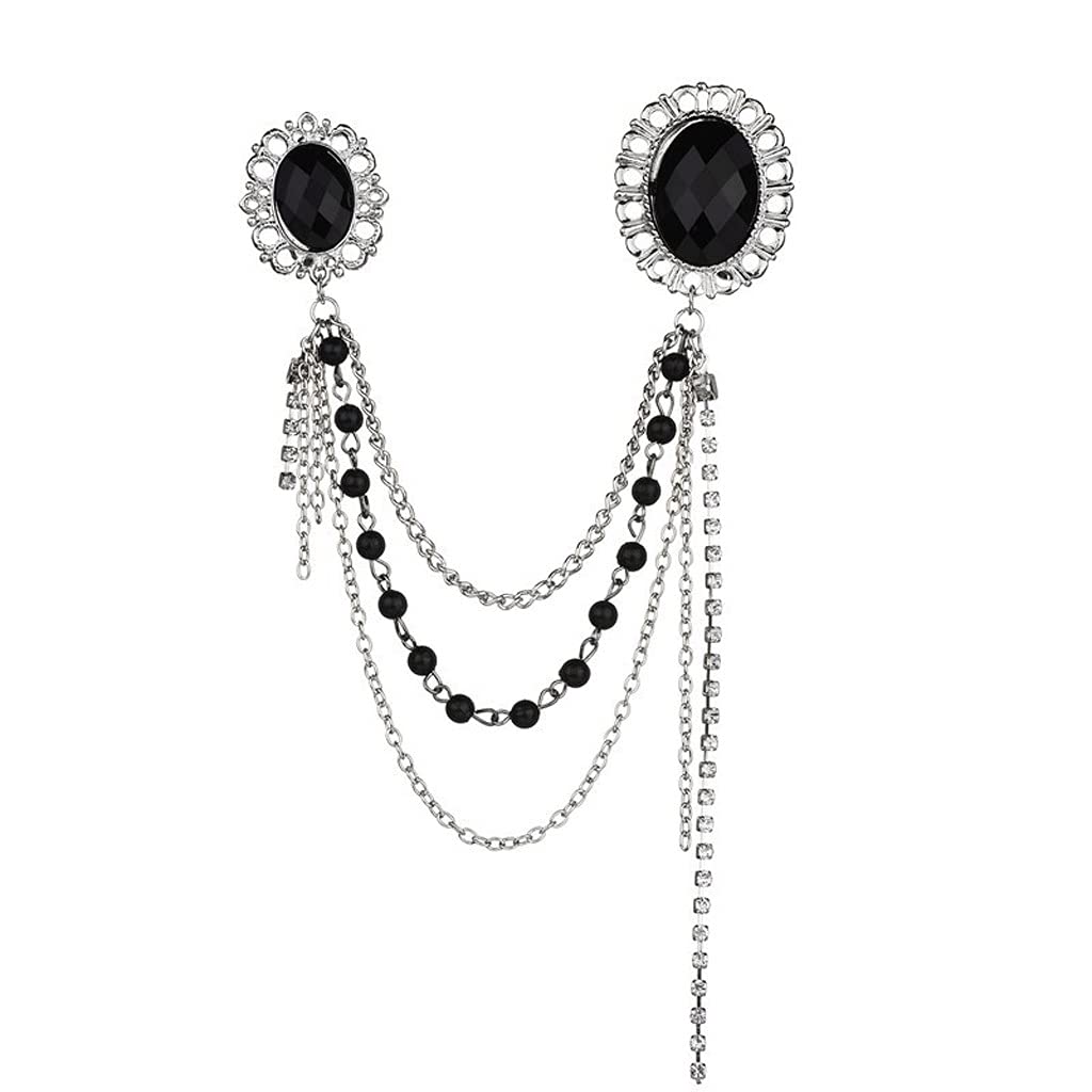 Elegant STRAW Men's Suit Brooch - Fashion Crystal Rhinestone Tassel Multi-Layer Chain Lapel Pin for Women & Men - Perfect for Weddings, Parties, and Formal Events