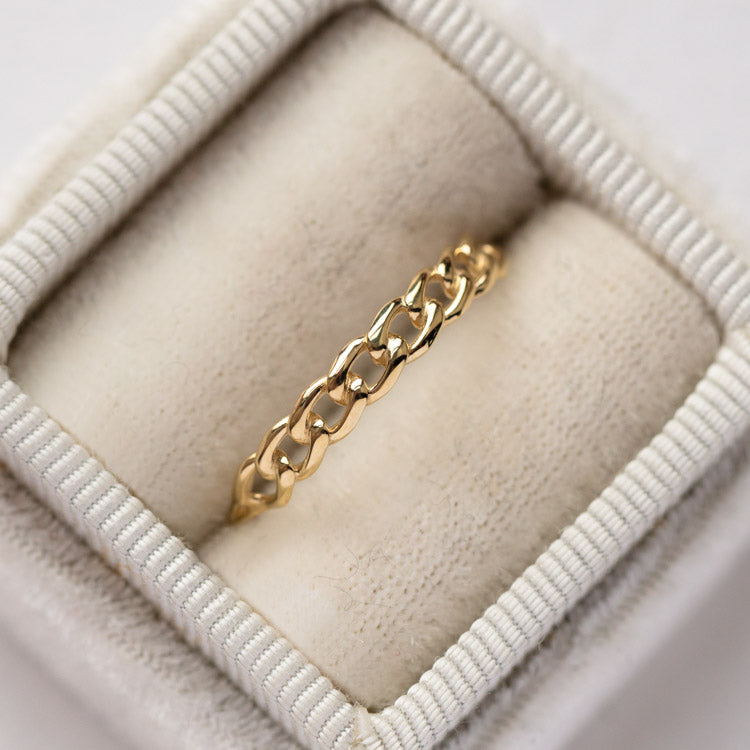 Solid Gold Chain Link Ring for Men & Women - Elegant & Durable 14K Gold Jewelry - Perfect for Weddings, Anniversaries & Gifts