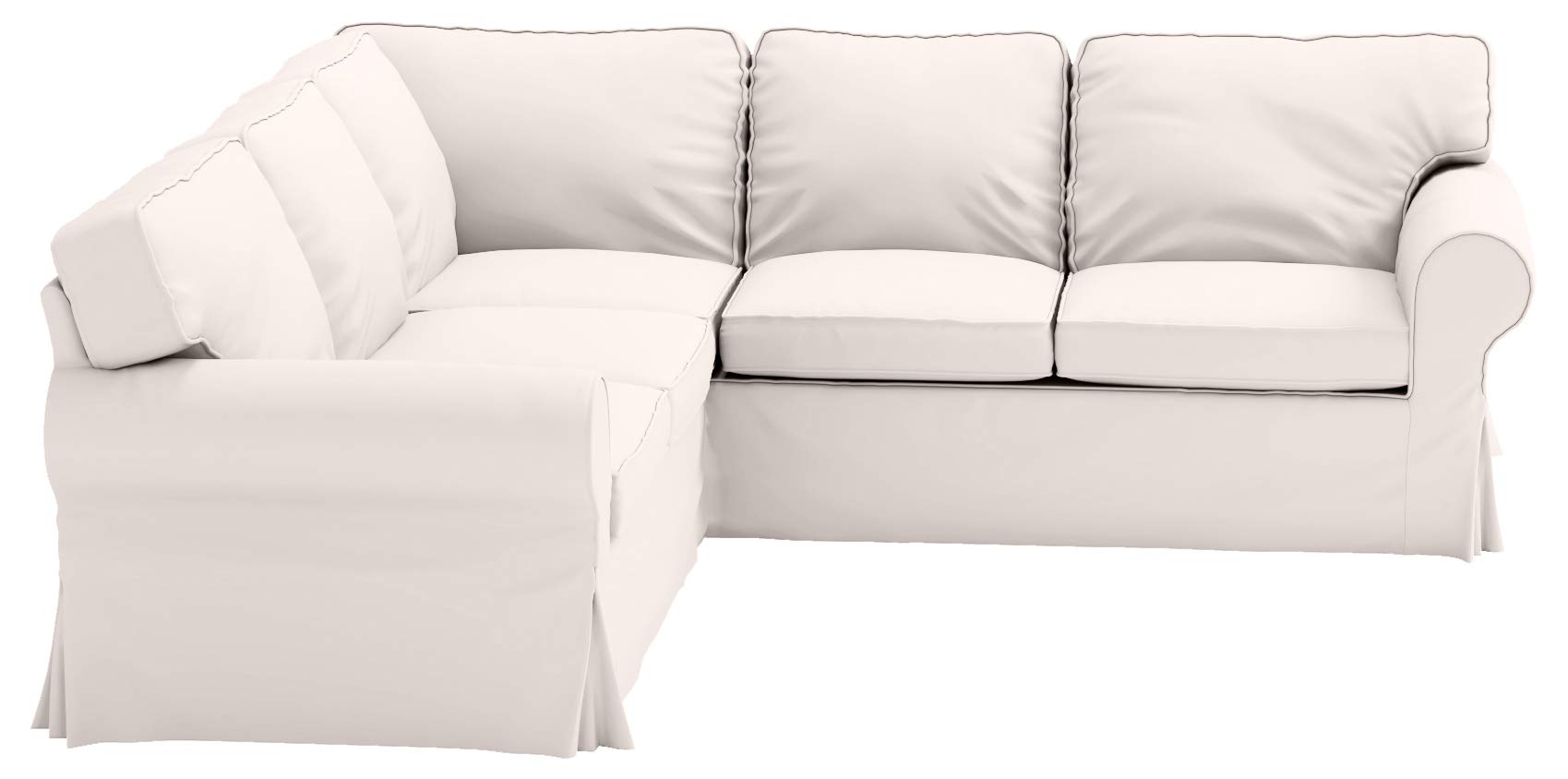 Custom-Made IKEA Ektorp 2+2 Sectional Corner Sofa Slipcover Replacement - Beige Polyester Fabric Sofa Cover Only | Perfect for Living Room, Family Room & Home Theater Seating