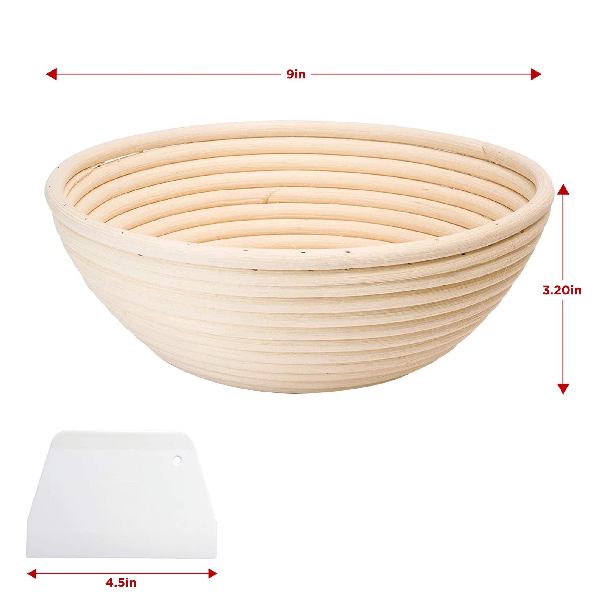 2 Pack 9 Inch Round Bread Proofing Baskets for Sourdough Bread Baking - Banneton Bread Basket Set with Lame, 5 Blades, Dough Scraper & Liner Cloth - Perfect for Artisan Sourdough, Homemade Bread & Baking Enthusiasts