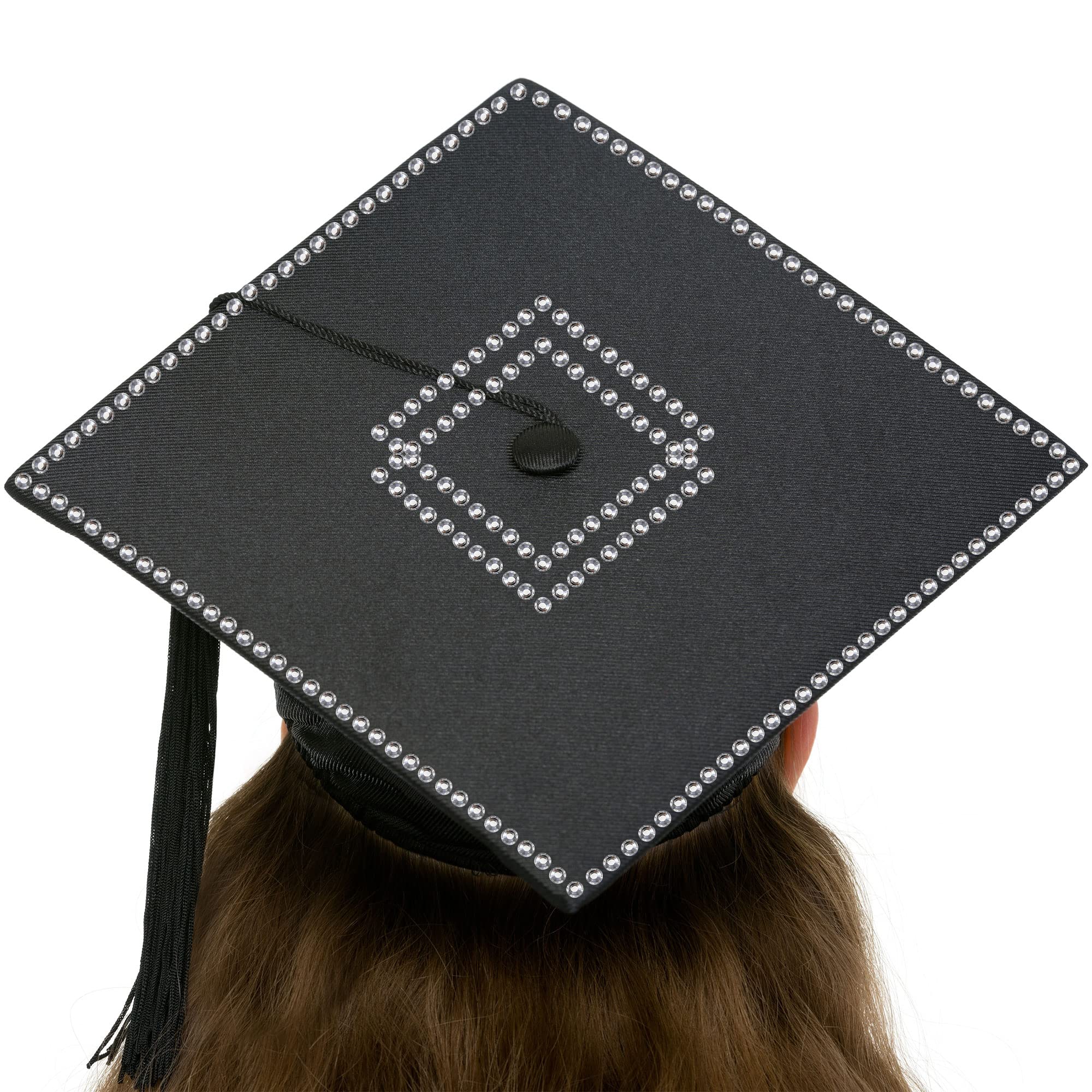 Blulu Graduation Cap Decoration Kit - Glitter Alphabet Letter Stickers & Gemstone Border Stickers for DIY Graduation Caps, Scrapbooking & Craft Projects (Silver) | Perfect for High School, College Commencement & Party Decorations