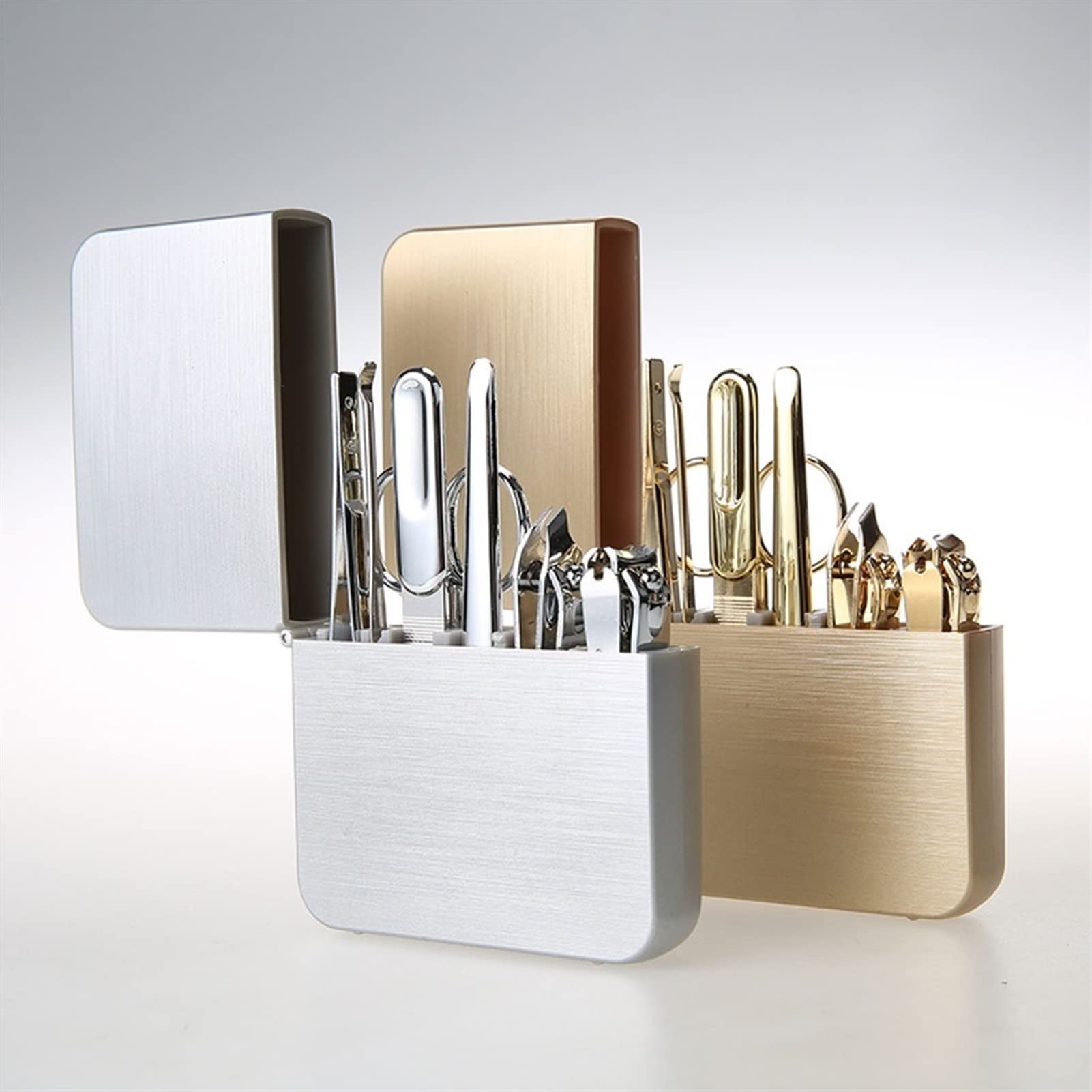Premium Travel Mini Manicure & Pedicure Set - Carbon Steel Nail Clippers, Cuticle Tools with Portable Case (Gold/Silver) | Perfect for Home, Salon & On-The-Go Nail Care
