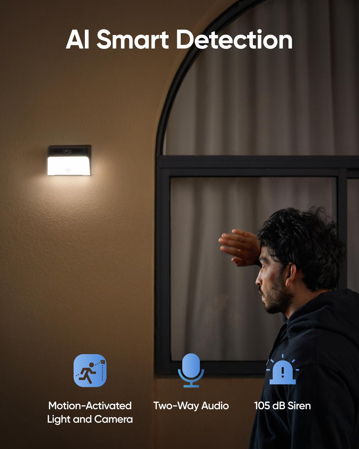 eufy Security Solar Wall Light Cam S120 - 2K Wireless Outdoor Security Camera with Forever Power, Motion Activated Light & AI Detection | IP65 Waterproof Solar Spotlight Camera, No Monthly Fees (Renewed) - Perfect for Home Security, Backyard Monitoring & Nighttime Property Protection