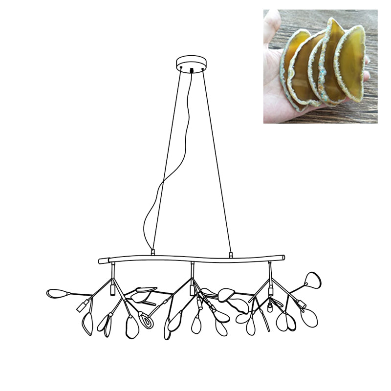 Agate Flake Chandelier - Elegant Natural Stone Crystal Ceiling Light Fixture for Dining Room, Living Room, Bedroom Decor | Modern Luxury Home Lighting