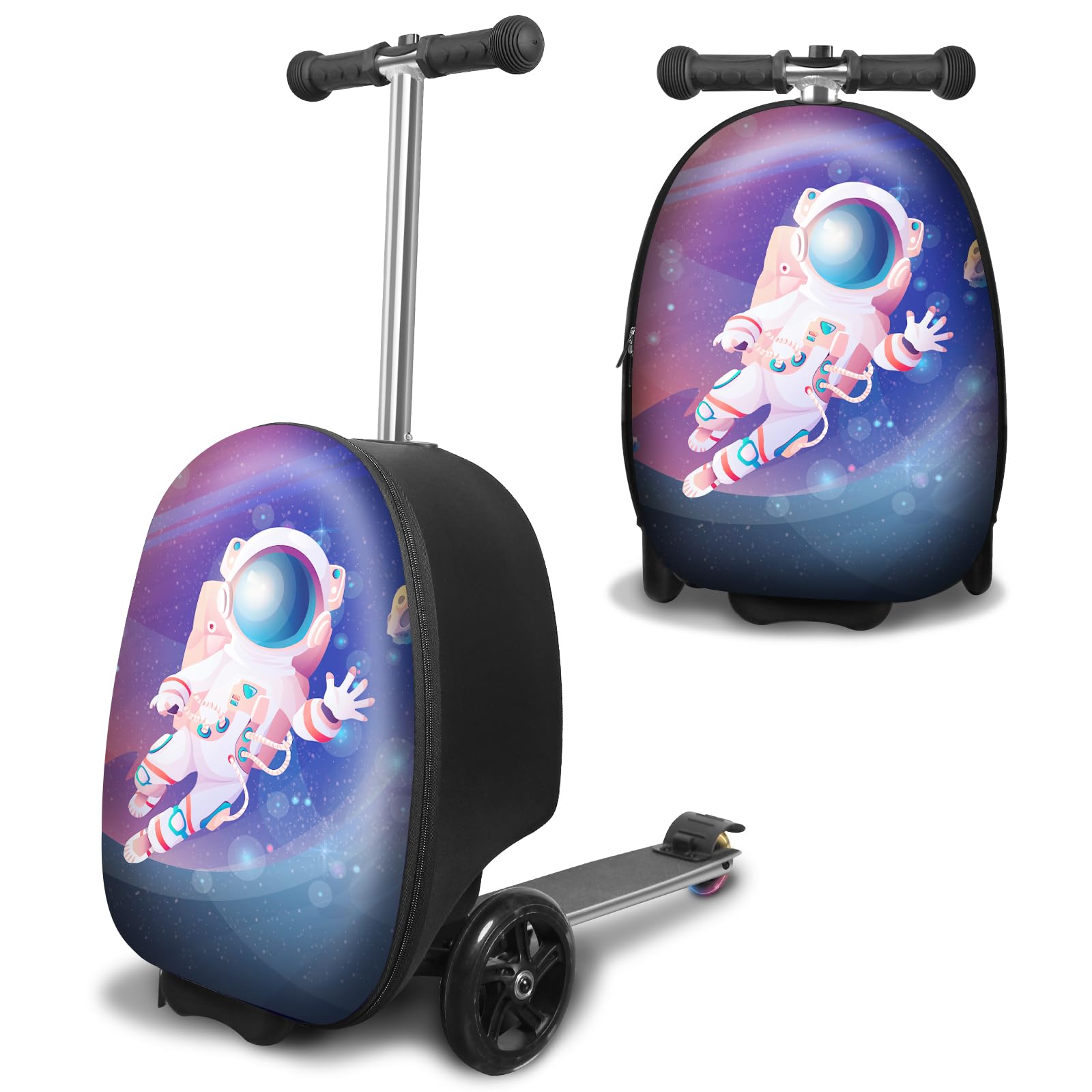 ALVOD Kids Scooter Suitcase - Lightweight Rolling Luggage for Children Ages 6-12 | Perfect for Air Travel, School Trips & Family Vacations