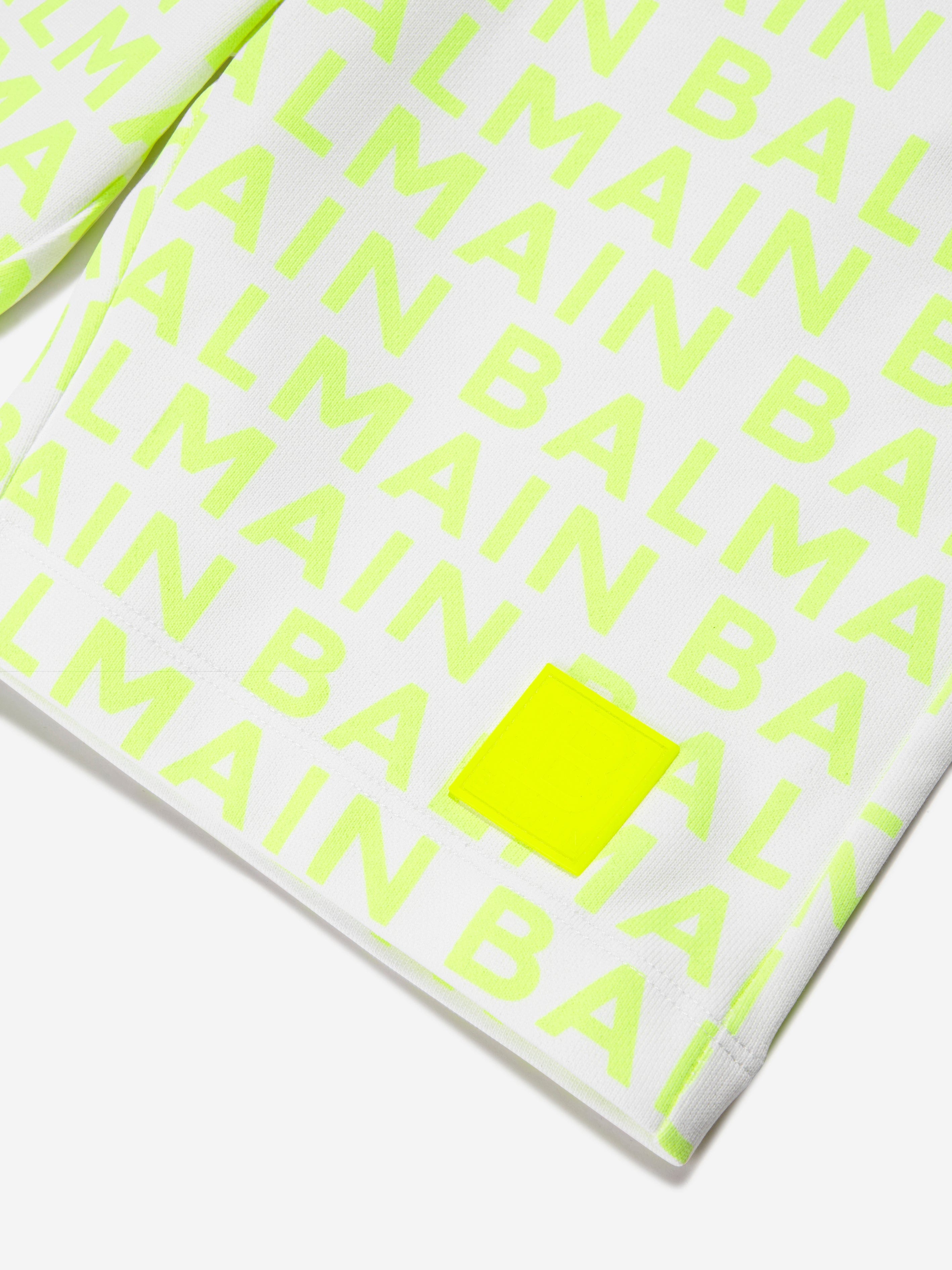 Balmain Boys Logo Jersey Shorts - White Cotton Athletic Shorts for Kids | Perfect for Sports, Gym & Casual Wear