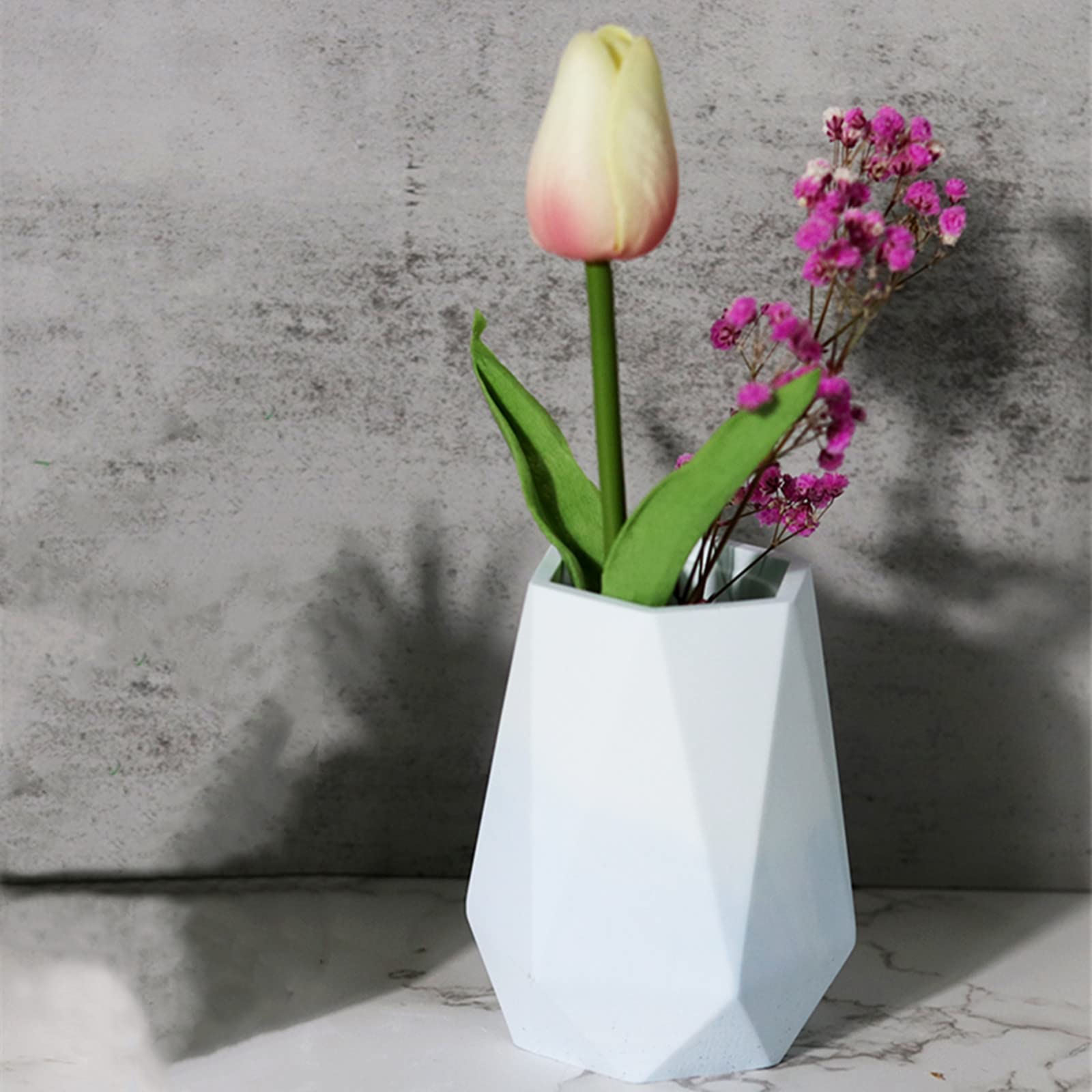 Hexagon Diamond Vase Silicone Mold - Concrete Flower Pot & Pen Holder Mould for Succulent Plants, Cement Clay Crafts - DIY Home Decor for Wedding Centerpieces, Office Desk & Garden Decorations