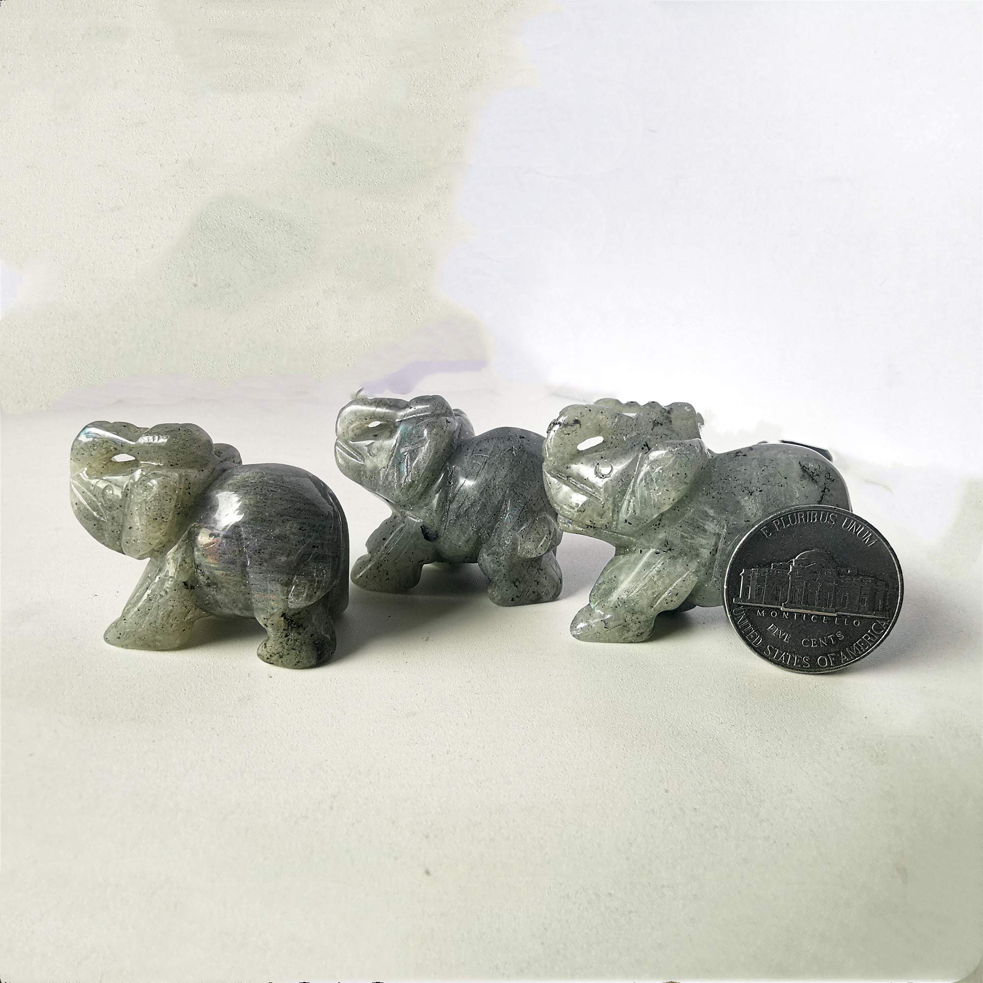 1 Pcs Hand Carved Moonstone Elephant Pocket Stone - 1.5 Inch Crystal Decor for Home, Office & Meditation | Healing Stone for Positive Energy & Spiritual Balance
