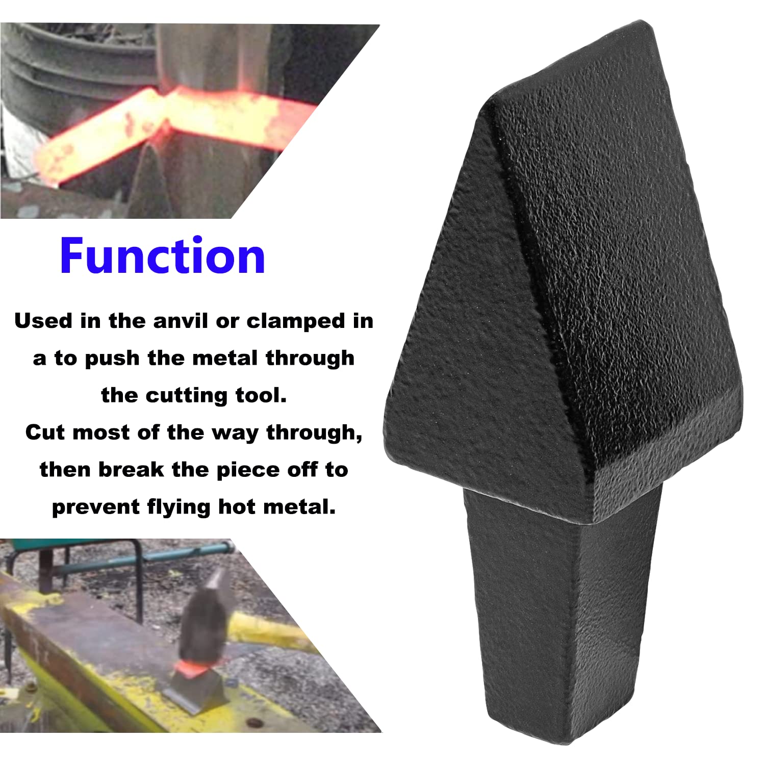 2'' Shank Blacksmith Anvil Hot Cut Hardy Tool - Heavy Duty Forging & Metal Cutting Tool for 2 Inch Hardy Hole or Vise Use - Perfect for Blacksmithing, Knife Making & Metalworking (Black)