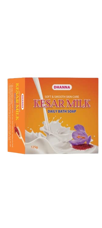 DHANNA Kesar Milk Soap for Skin Whitening & Glowing - 5 Pack (125g Each) - Natural Moisturizing & Brightening Soap for Men & Women - Perfect for Daily Skincare Routine & Fairness Treatment