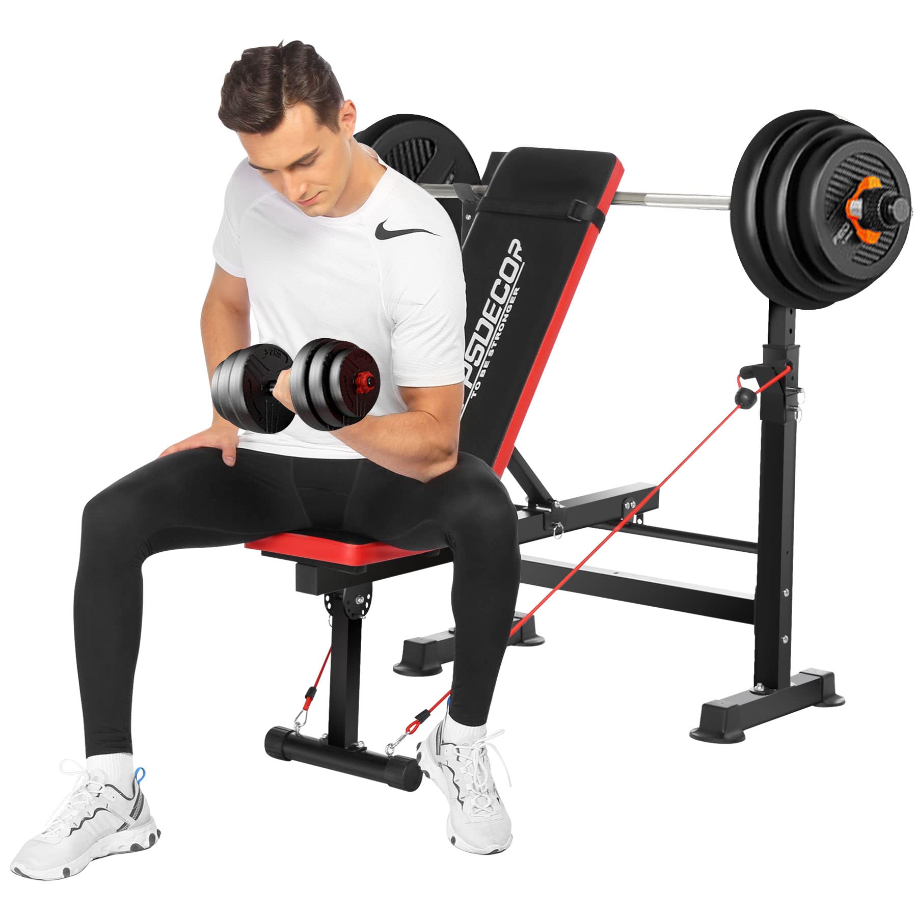 OppsDecor 600lbs Weight Bench Set with Preacher Curl & Leg Developer - Adjustable Bench Press for Full Body Workout | Home Gym Equipment for Strength Training & Muscle Building | Perfect for Home Fitness, Garage Gym & Personal Training