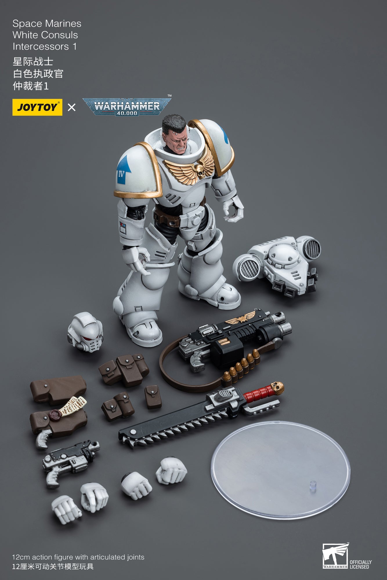 1/18 JOYTOY Warhammer 40K Space Marines White Consuls Intercessors Action Figure - Collectible Miniature for Tabletop Gaming & Display