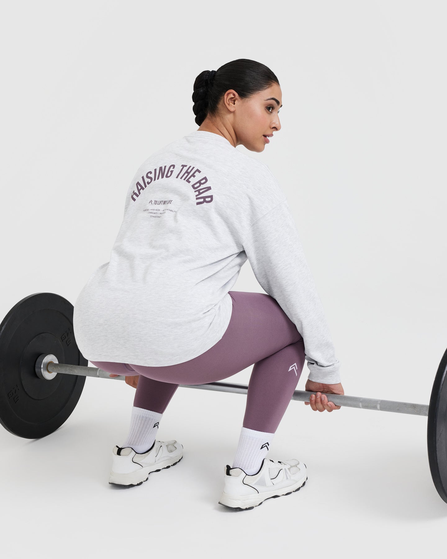Raising The Bar Graphic Unisex Long Sleeve T-Shirt | Light Grey Marl | Casual Streetwear for Men & Women | Perfect for Everyday Wear, Gym & Outings