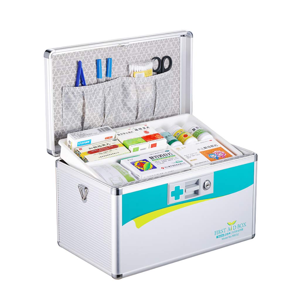 KKYY First Aid Kit with Carrying Handle - Multi-Layer Aluminum Alloy Medicine Storage Box for Home, Travel & Workplace (4 Sizes) - Perfect for Emergency Preparedness, Camping & Office Safety