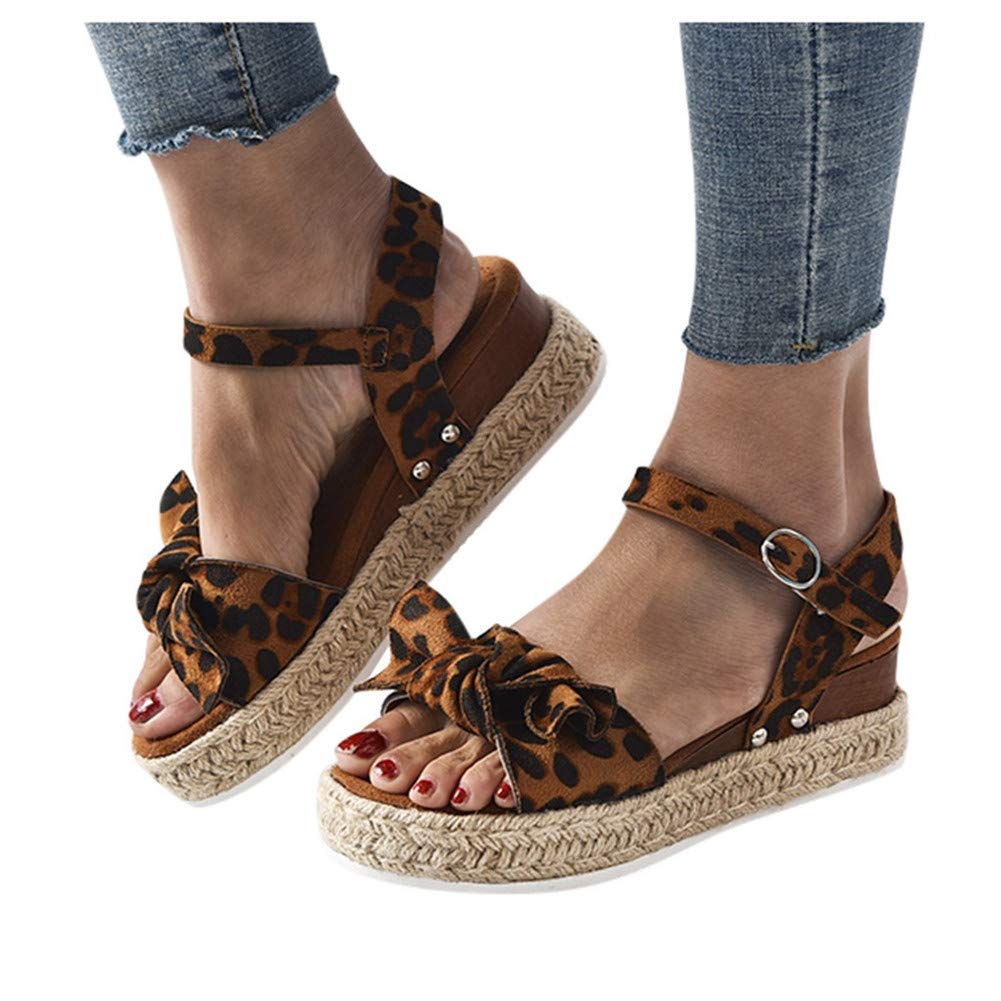 Women's Wide Width Wedge Sandals with Ankle Strap - 2020 Fashion Summer Beach Sandals Open Toe Espadrille Platform Shoes for Casual Outings & Vacation Wear