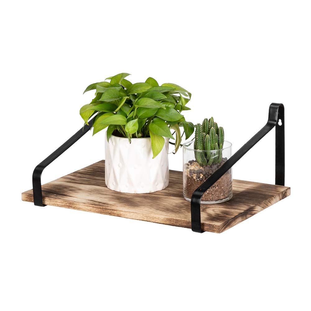 Set of 2 Floating Shelves Wall Mount - Rustic Wood Wall Shelves for Kitchen, Living Room, Bathroom & Bedroom - Perfect for Home Decor, Storage & Displaying Photos