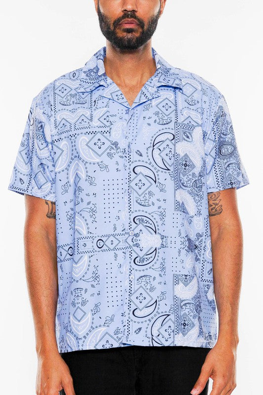 Men's Casual Collared Print Button Down Shirt - Stylish Short Sleeve Hawaiian Shirt for Summer, Beach, Party & Vacation - Lightweight Breathable Fabric for Outdoor Activities