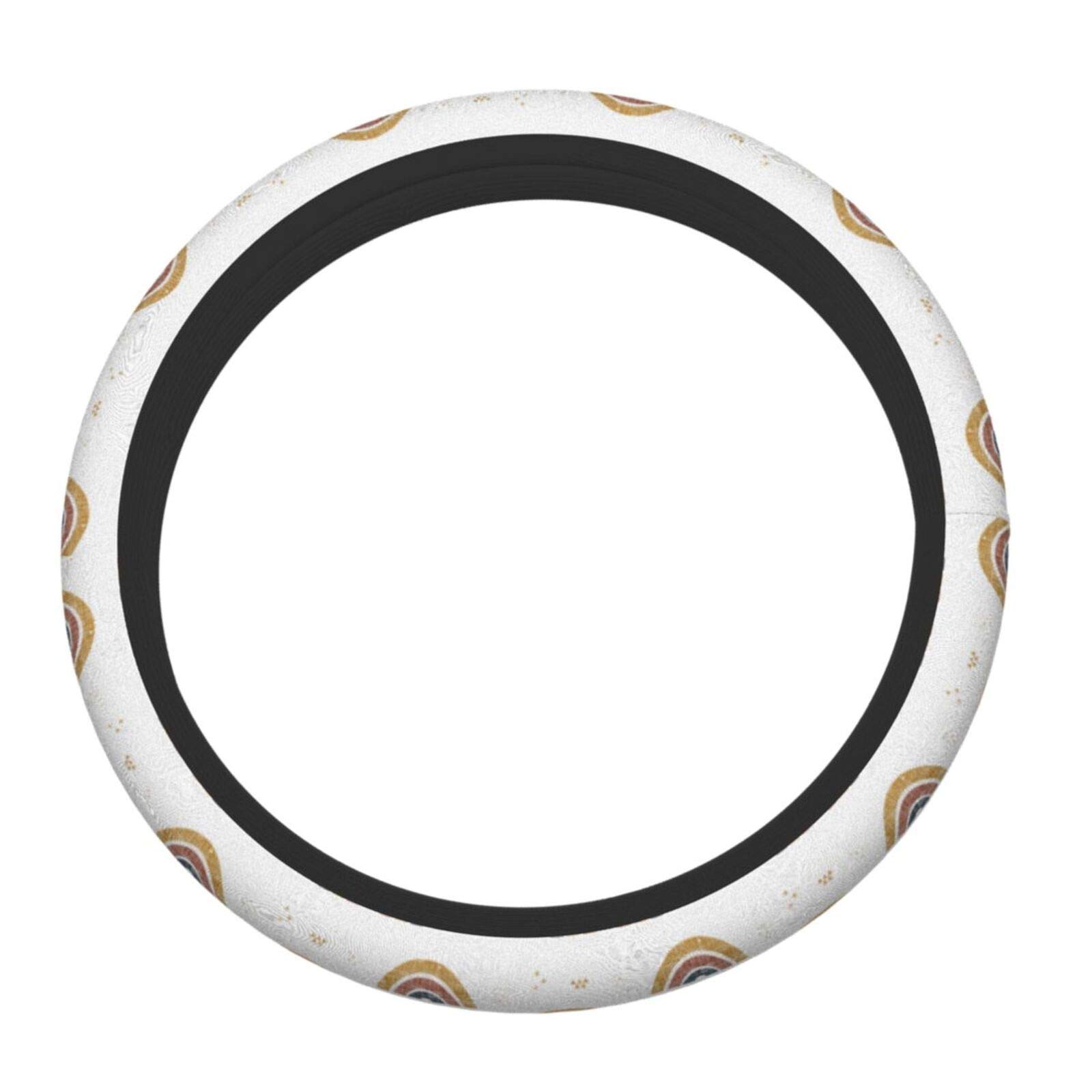 Rustic Bohemian Retro Rainbow Steering Wheel Cover for Cars - Universal 15 Inch Design for Women, Men & Girls - Enhance Comfort & Style for Daily Commutes & Road Trips