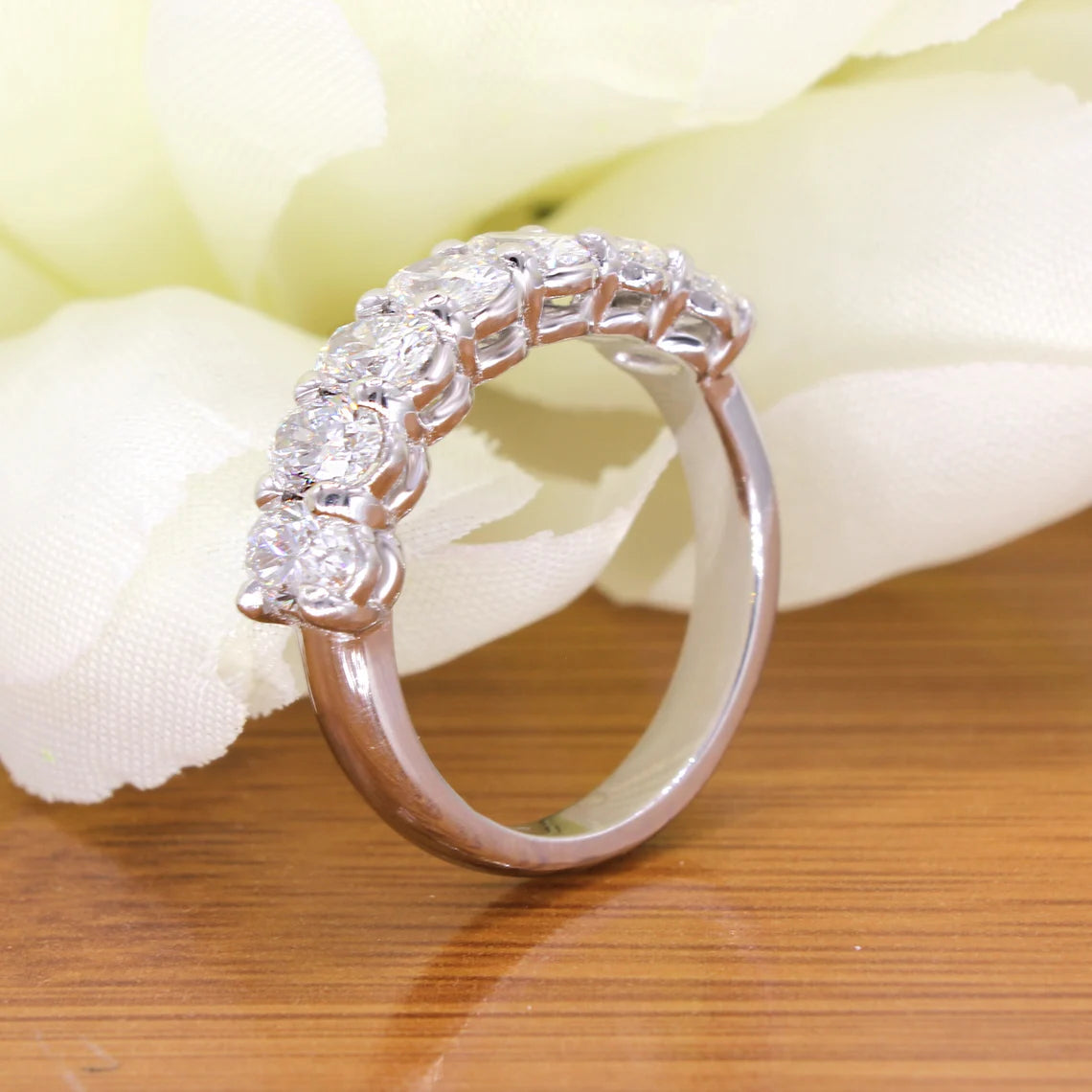 1.88 Carat Oval Diamond Wedding Ring - 7 Stone Shared Prong Engagement Band for Women | Elegant Bridal Jewelry, Anniversary Gift, Promise Ring for Her