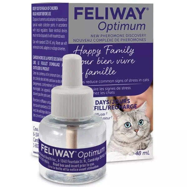 FELIWAY OPTIMUM Cat Calming Diffuser Refill - 30 Day Supply | Reduces Stress & Anxiety in Cats | Perfect for Multi-Cat Homes & Vet Visits