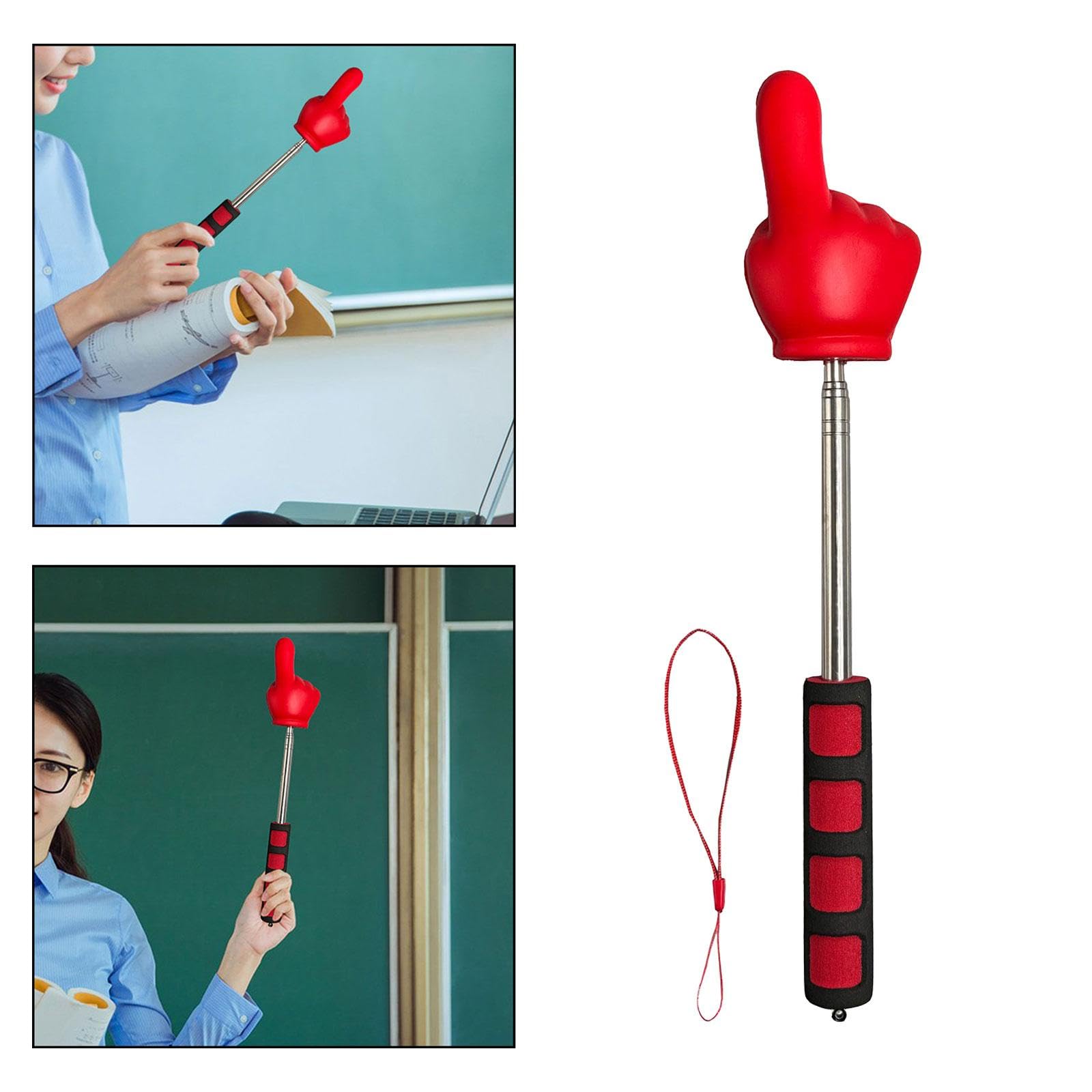 Retractable Teacher Pointer Stick - Whiteboard & Presentation Pointer for Classroom, Office, Meetings - Extendable Finger Pointer (Red) - Perfect for Teaching, Presenting, and Remote Learning