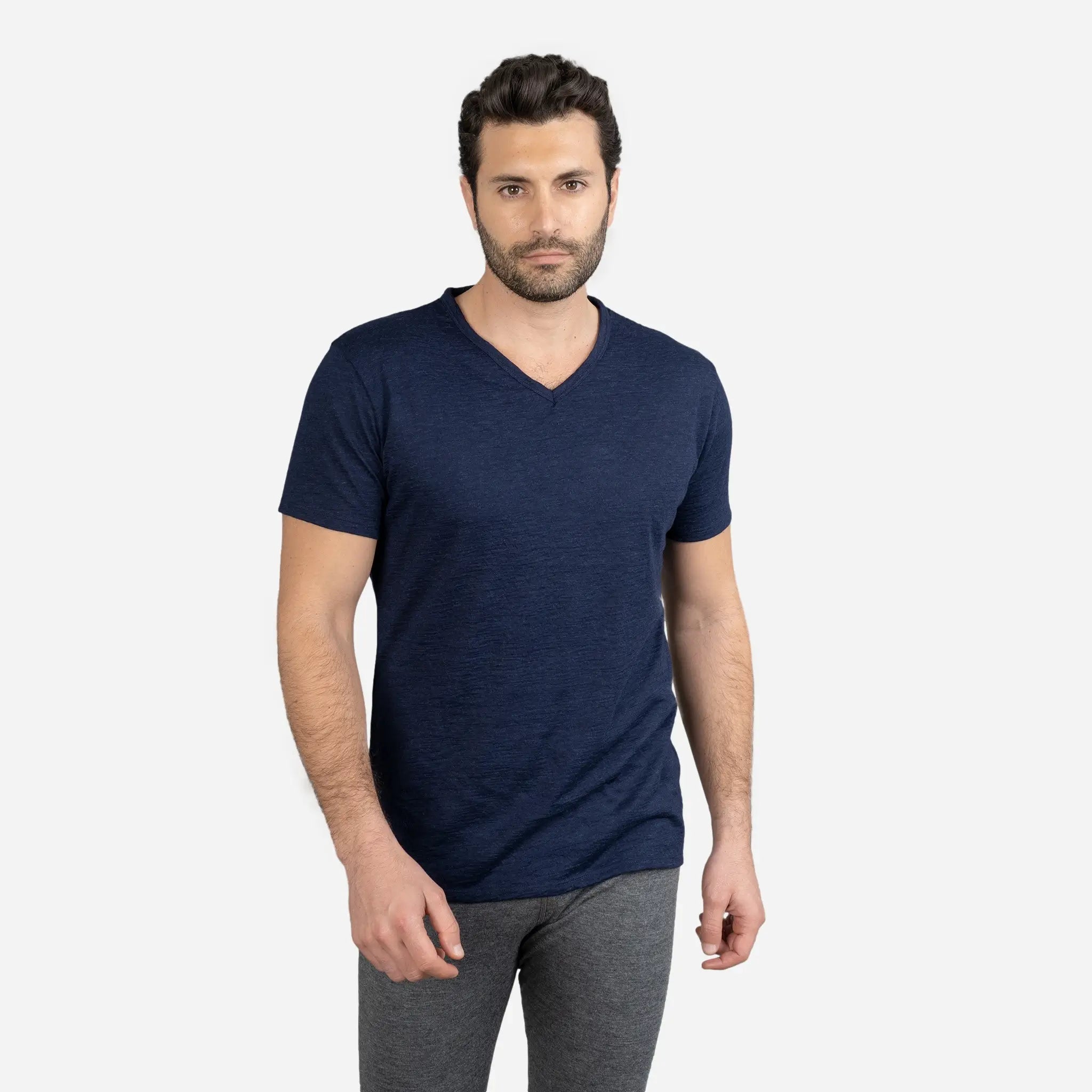 Ultralight Men's Alpaca Wool V-Neck T-Shirt - 160 GSM Soft Breathable Tee for Outdoor Hiking & Casual Wear