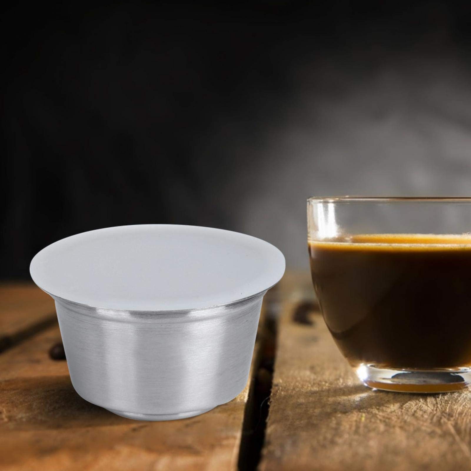 Oumefar Refillable Stainless Steel Coffee Capsule Pods with Silicone Lid - Reusable Coffee Filter Cup Compatible with Dolce Gusto Coffee Maker (White) - Perfect for Home, Office & Travel Use