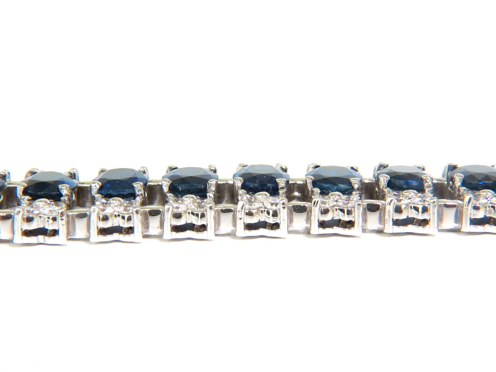 33.75CT Natural Blue Sapphire & Diamond Tennis Bracelet - 3 Row Wide Cuff for Women - Elegant Jewelry for Weddings, Parties & Special Occasions