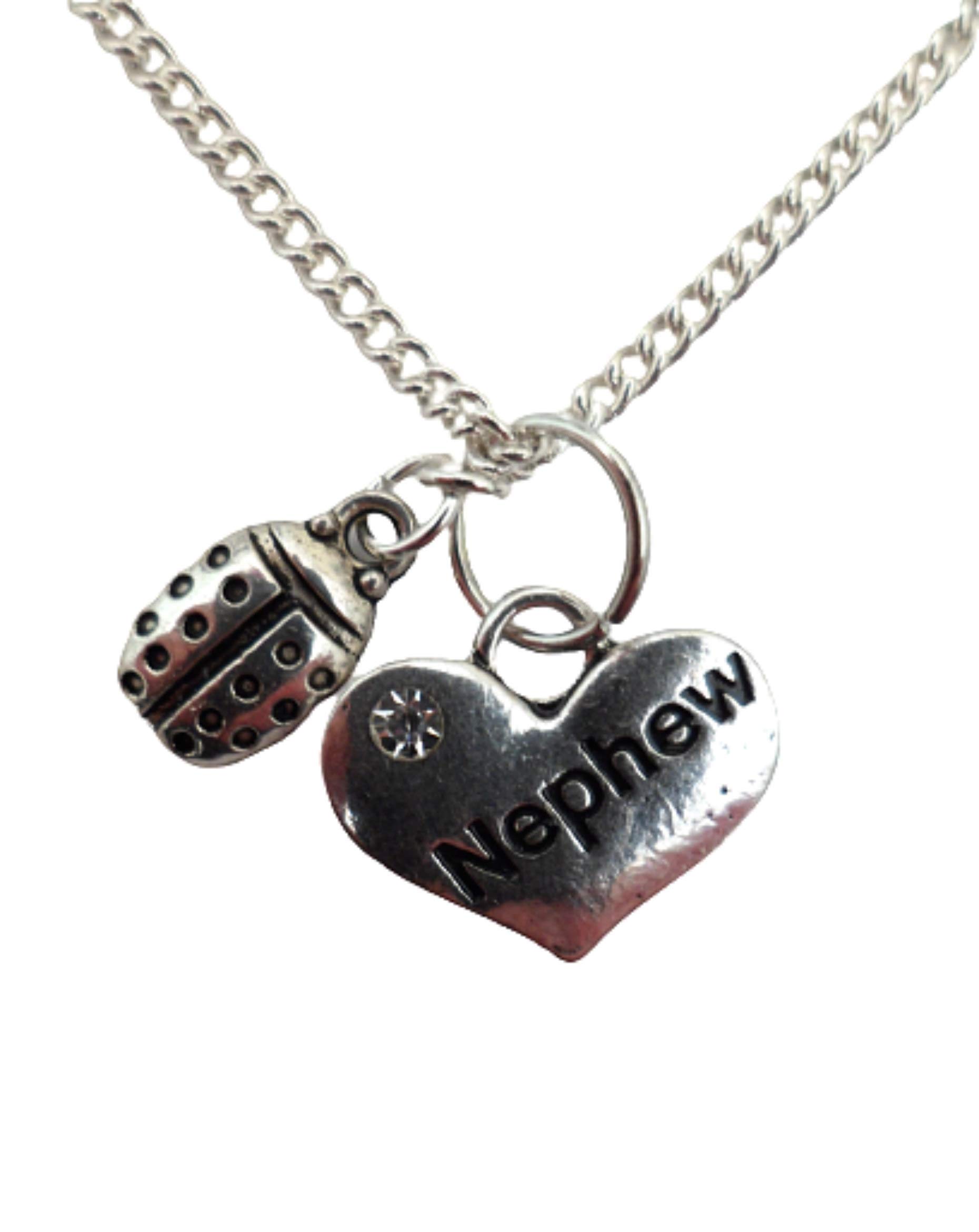 Sterling Silver Plated Heart Charm Necklace for Nephew - Elegant Ladybird Gemstone Pendant Jewelry Gift for Women, Girls - Perfect for Birthdays, Anniversaries & Special Occasions