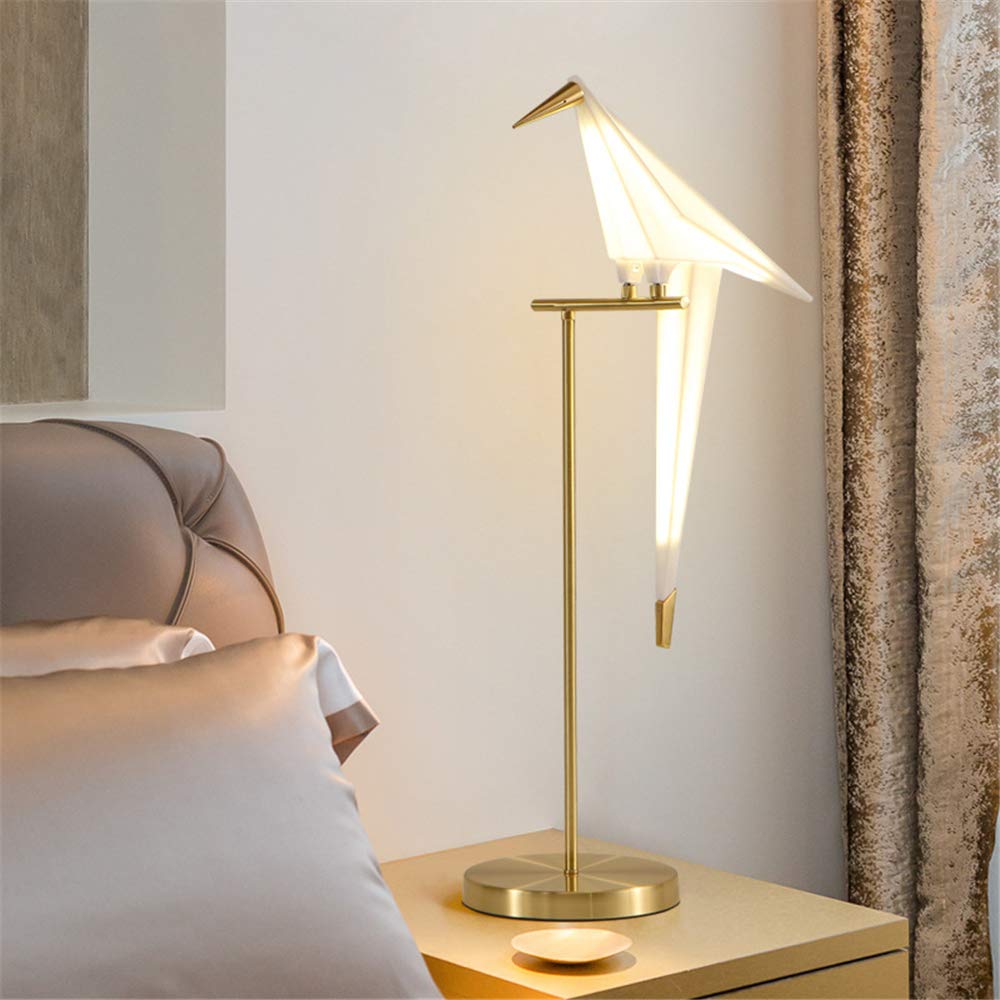 28 Inch LED Table Lamp - Modern Gold Metal Bird Light Fixture for Living Room, Bedroom & Office - Stylish Ambient Lighting for Reading, Working & Home Decor