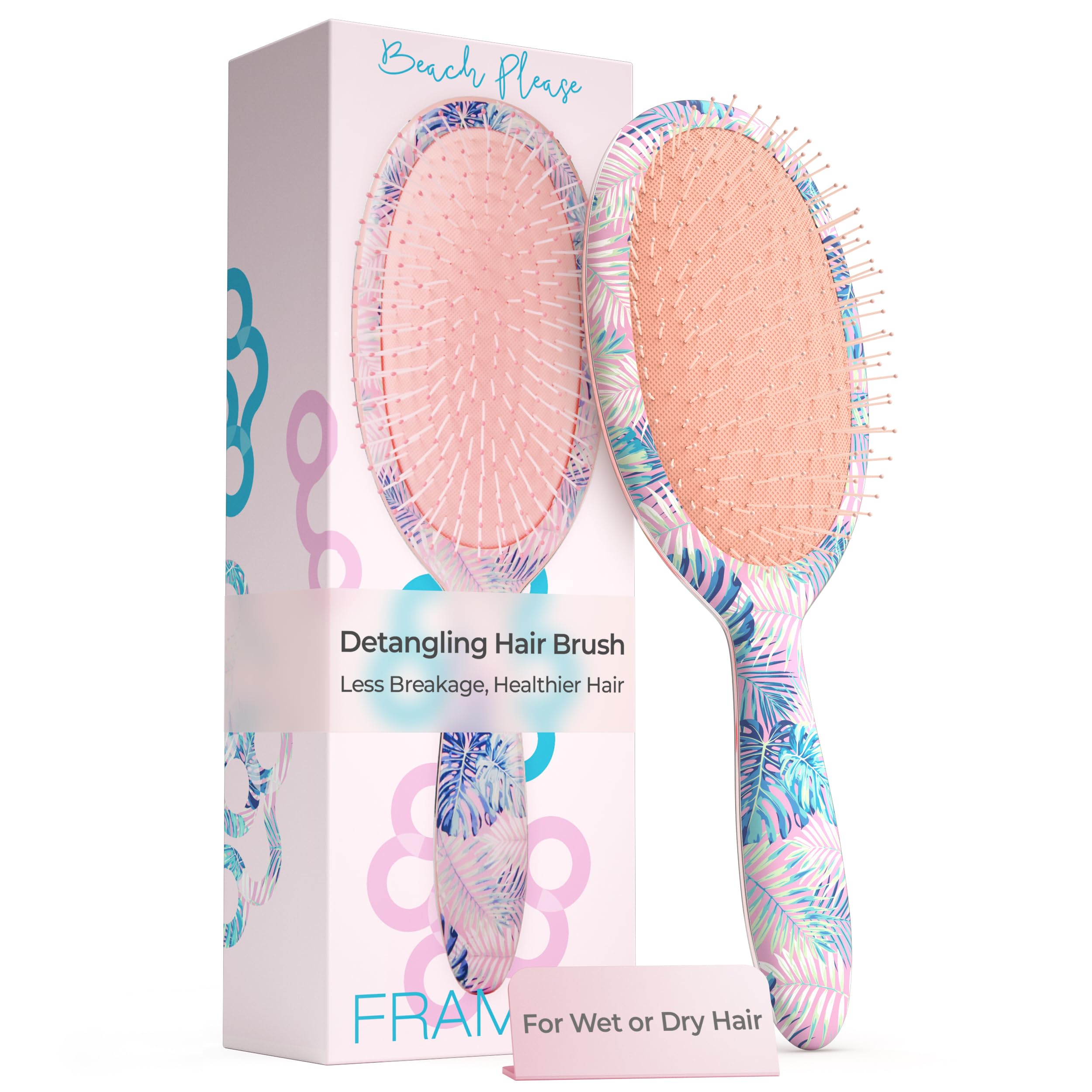 Framar Flowers Wet Detangler Brush for Women & Kids - Detangling Hair Brush for Wet or Dry Hair, Curly Hair Brush, Tangle-Free Hairbrush - Perfect for Shower, Salon & Daily Hair Care