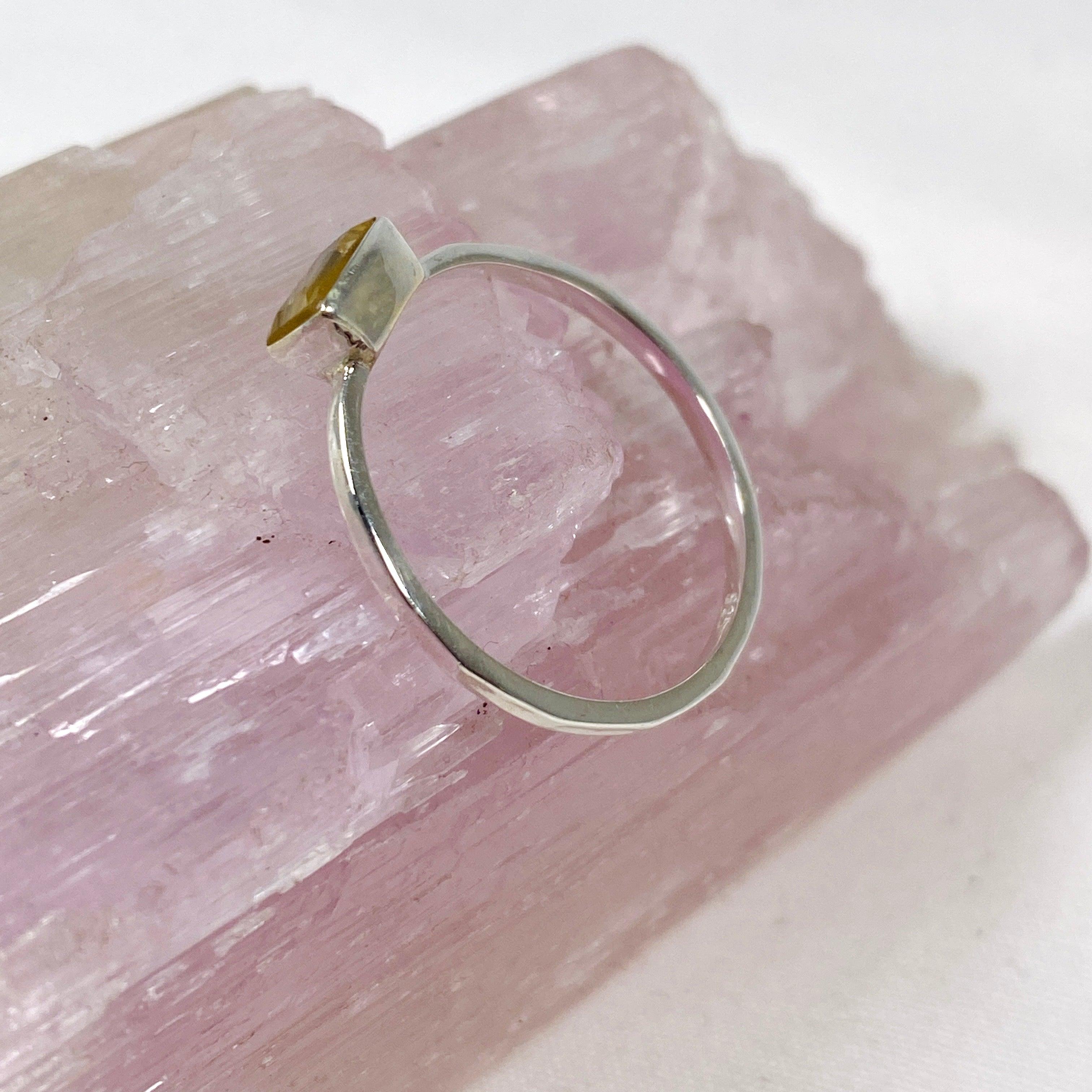 Citrine Rectangular Faceted Fine Band Ring R3793 CIT - Elegant Gemstone Jewelry for Women, Perfect for Weddings, Parties & Daily Wear