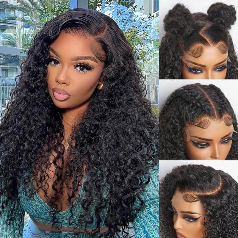 Eullair 9x6 Lace Front Wigs Human Hair - Glueless Pre Plucked Water Wave Wigs with Bye Bye Knots & Pre Cut Lace - Natural Looking Wigs for Black Women - Perfect for Daily Wear, Parties & Special Occasions