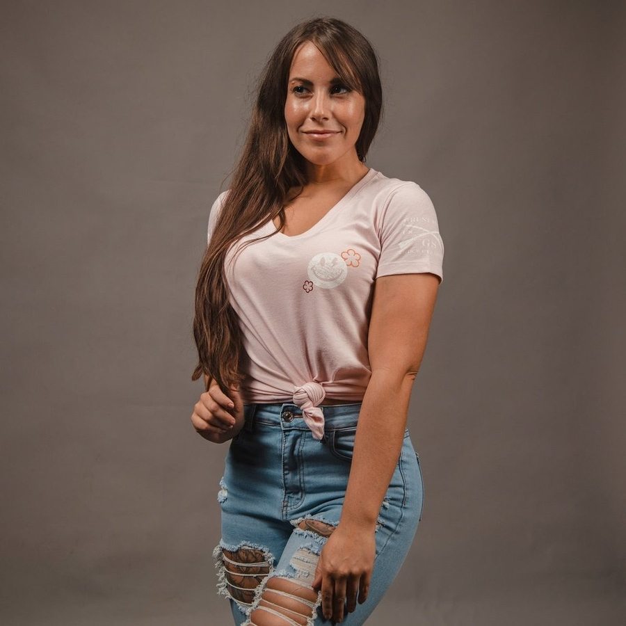 Women's Be Nice V-Neck T-Shirt in Light Pink - Soft & Comfortable Casual Top for Everyday Wear