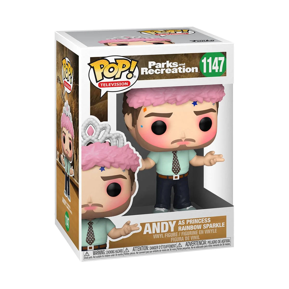 Parks and Recreation Andy as Princess Rainbow Sparkle Costume - Official TV Show Merchandise for Halloween, Cosplay & Themed Parties