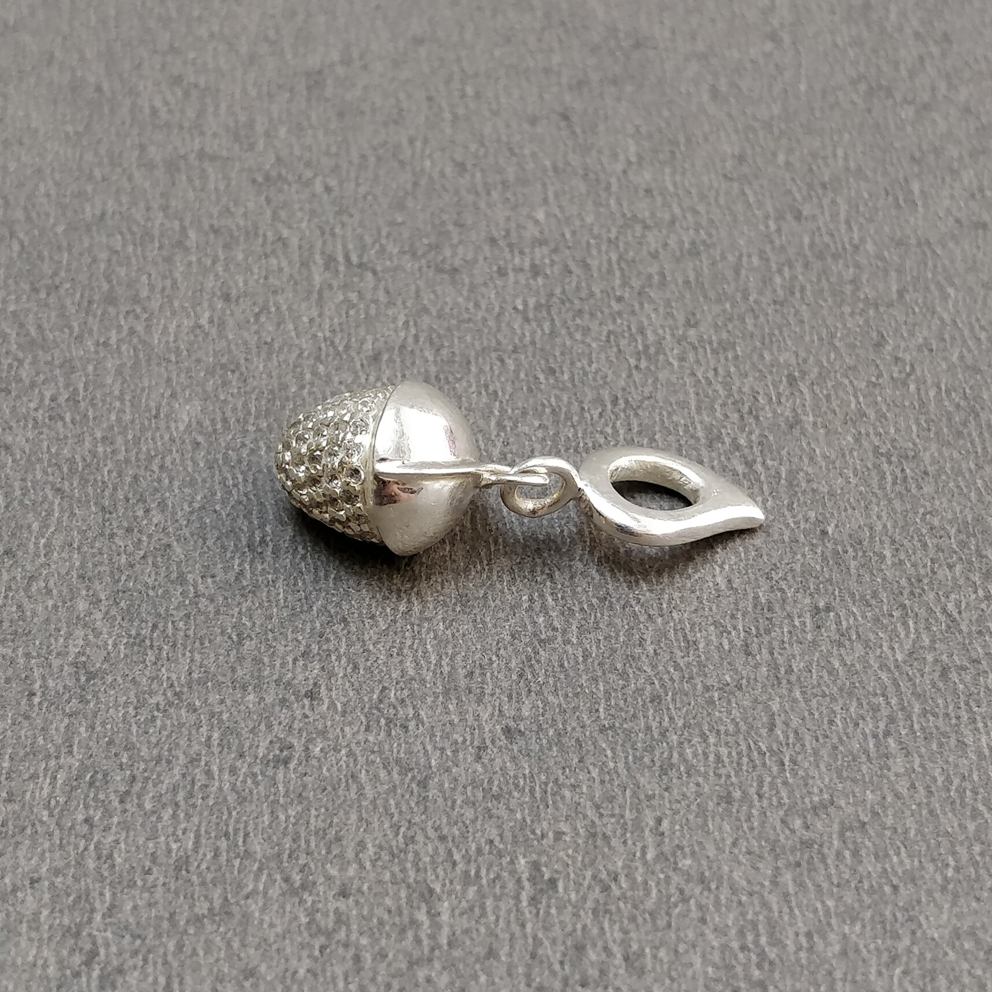 5.00gms Sterling Silver Cubic Zirconia Pendant - Mini Bullet & Leaf Loop Design | Elegant Jewelry Gift for Women | Perfect for Birthdays, Anniversaries & Special Occasions