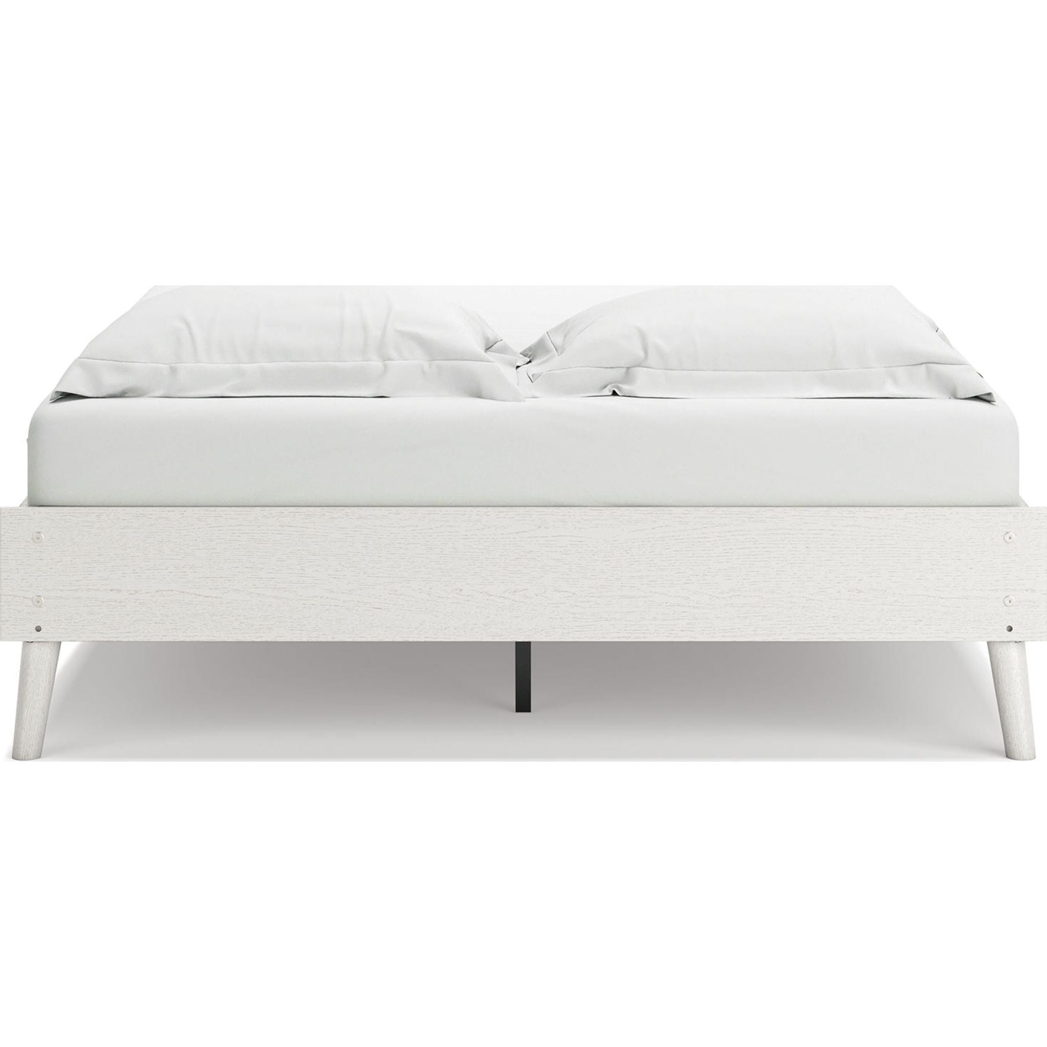 Aprilyn Queen Platform Bed Frame - White Wooden Modern Minimalist Bed with Sturdy Slats - Perfect for Bedroom, Guest Room & Small Spaces