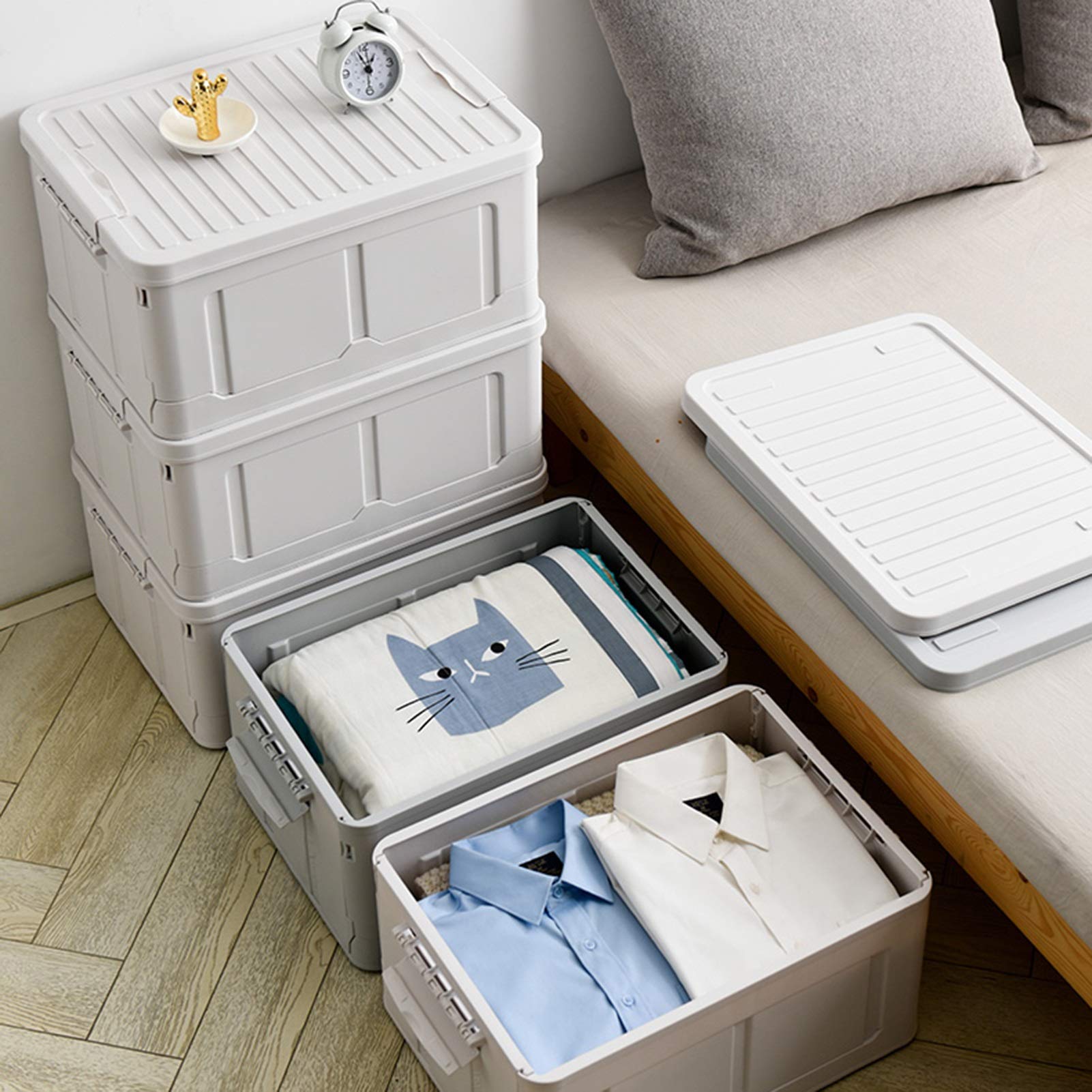 Foldable Storage Boxes for Books, Toys, Clothes & Snacks - 47 x 22 x 34.4cm Organizer Bins (Pack of 5) - Perfect for Dorm Rooms, Kids' Playrooms & Home Organization