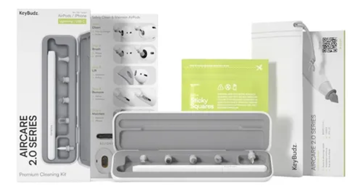 Keybudz Aircare 2.0 Cleaning Kit for AirPods, Headphones & Earbuds | Complete Maintenance Set with Brush & Tools | Perfect for Daily Cleaning & Maintenance of Wireless Earbuds