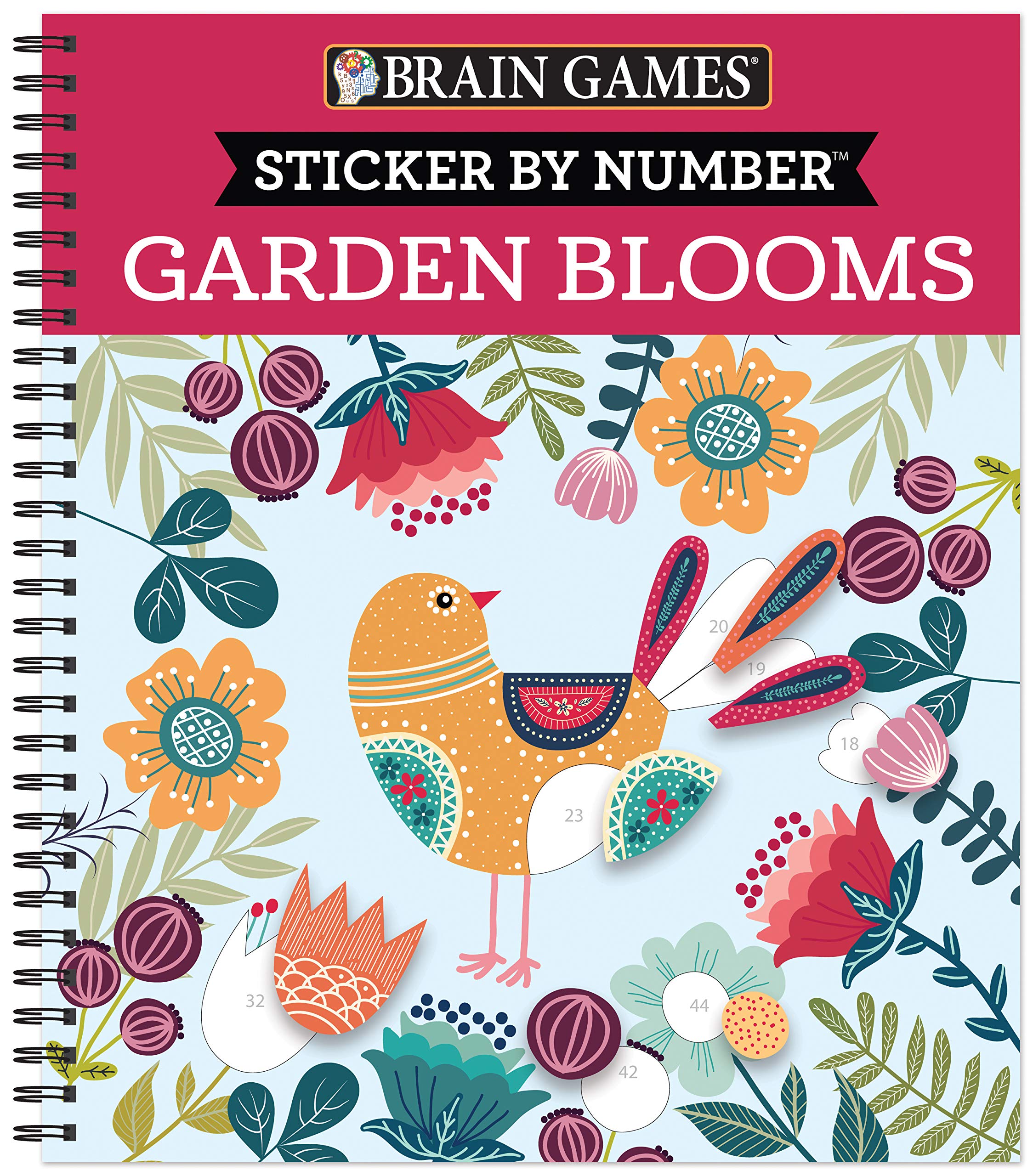 Brain Games - Sticker by Number: Garden Blooms | DIY Relaxation Art Kit for Adults & Kids | Perfect for Stress Relief, Home Decor & Gift Giving