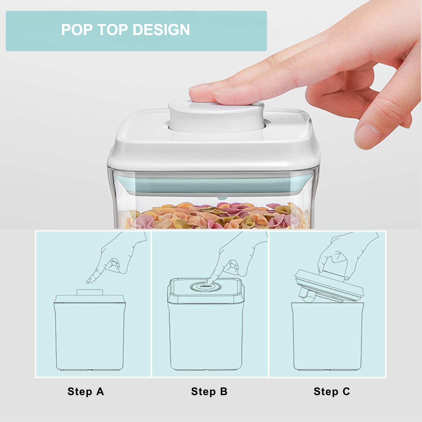 10-Piece Airtight Food Storage Container Set with Lids - BPA-Free Pop-Top Kitchen Canisters for Cereal, Snacks, Flour, Sugar, Coffee & Pasta (0.5QT-3.3QT, Stackable with Labels) - Perfect for Pantry Organization & Bulk Food Storage