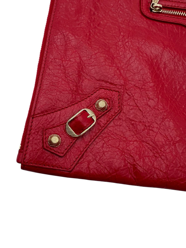 Balenciaga Motocross Red Women's Zip Pouch - Fashionable Small Handbag for Women | Perfect for Parties, Travel & Everyday Use