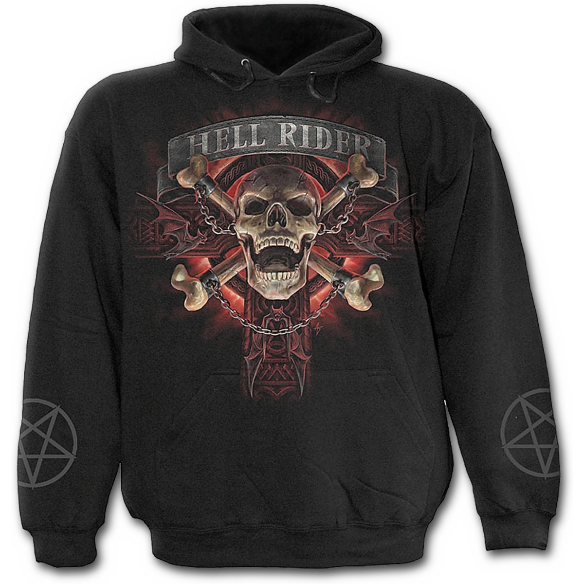 Hell Rider Boys Spiral Graphic Hooded Sweatshirt - Black Kids Pullover Hoodie - Cool & Comfortable for School, Play & Outdoor Activities