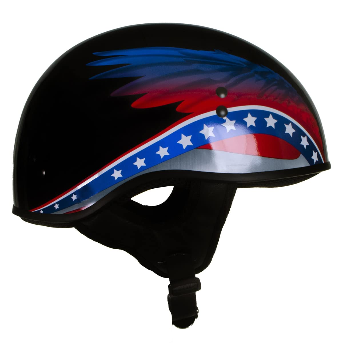 Hot Leathers HLT68 Eagle Wings Black DOT Approved Motorcycle Half Helmet - XXL Size for Cruiser & Harley Riders - Safe & Stylish Skull Cap for Urban Commuting & Weekend Rides