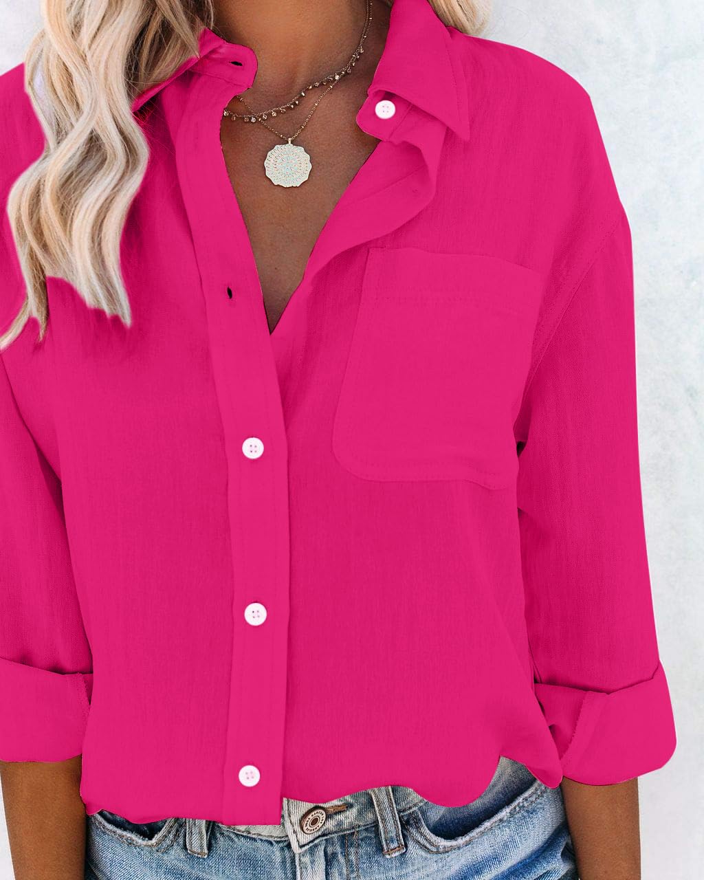 Women's Button Down Shirts Long Sleeve - Elegant Casual Blouses with Collar & Button Up Design | Perfect for Office, Business Casual & Everyday Wear