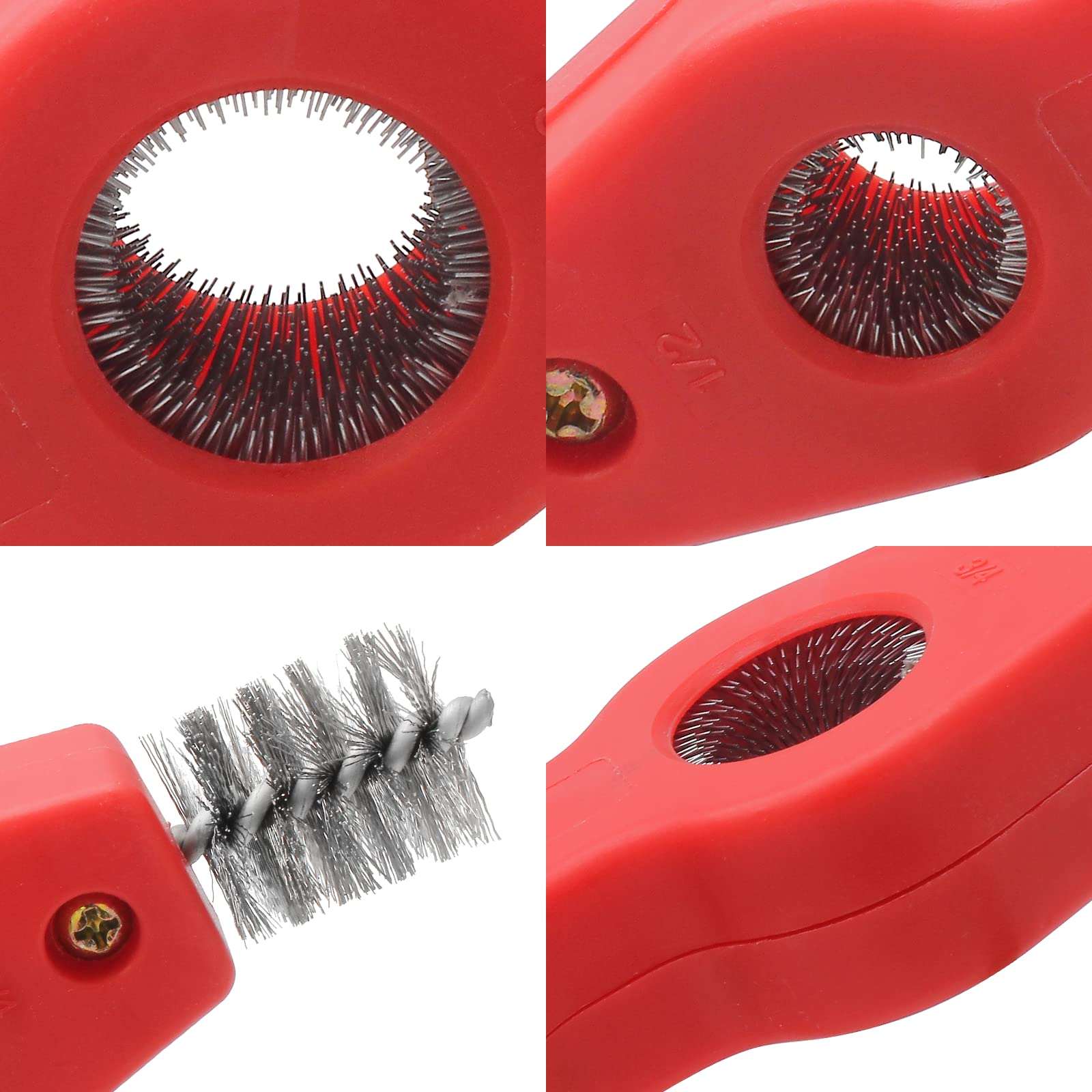 BokWin 2PCS 4-in-1 Copper Tubing Brush Set - Heavy Duty Steel Bristle Pipe Cleaner Tool for Plumbing, Soldering & Brazing | Inside & Outside Deburring Brush for Copper Pipes | Perfect for DIY Home Repairs, HVAC & Plumbing Installations