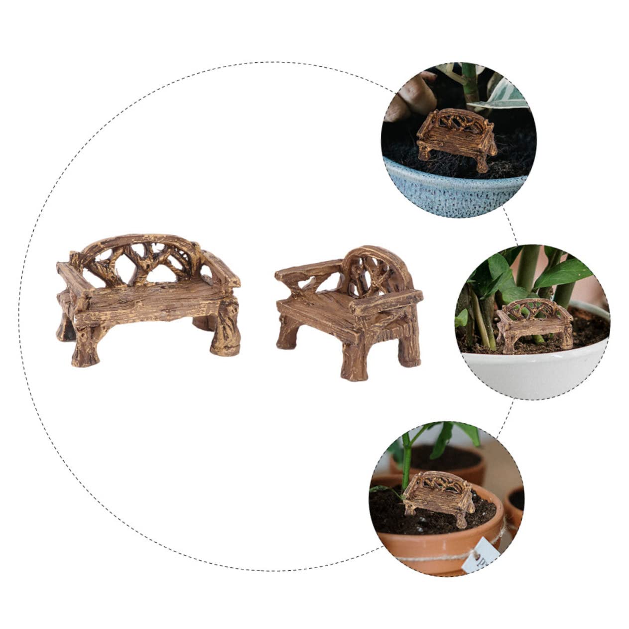 VICASKY 2-Piece Miniature Fairy Garden Table and Chair Set - Resin Dollhouse Accessories for Outdoor Micro Landscaping, Bonsai Decor, and Home Décor - Perfect for Fairy Gardens, Terrariums, and Miniature Displays